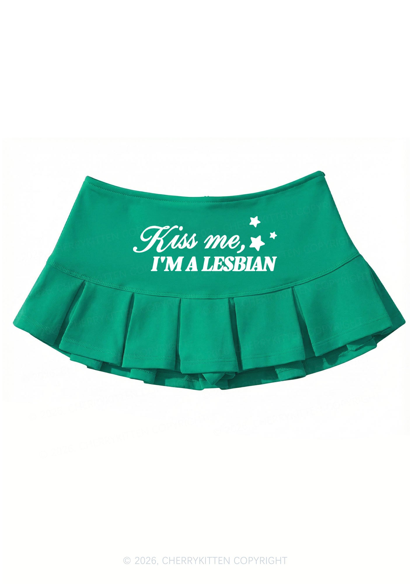 Kiss Me Im A Lesbian Pride Y2K Mini Pleated Skirts Cherrykitten