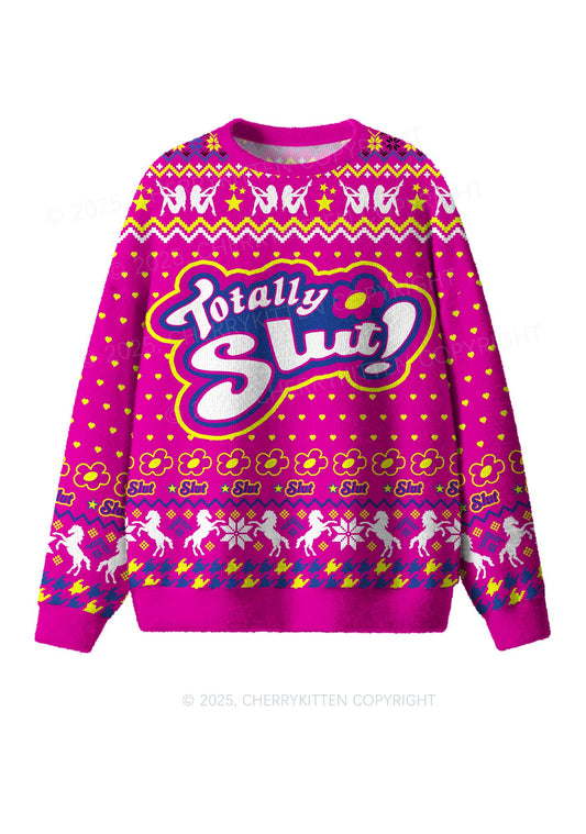 Totally Slxt Y2K Christmas Knit Sweatshirt Cherrykitten
