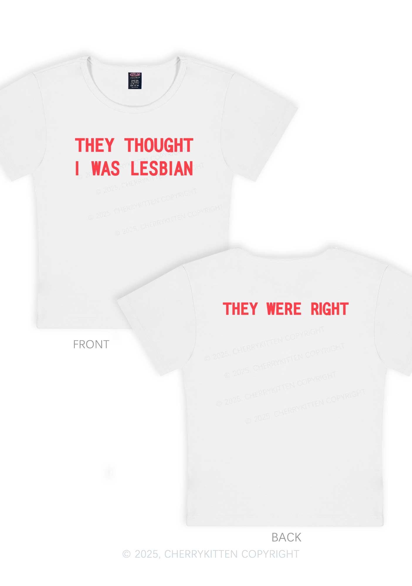 I Was Lesbian Two Sides Pride Y2K Baby Tee Cherrykitten