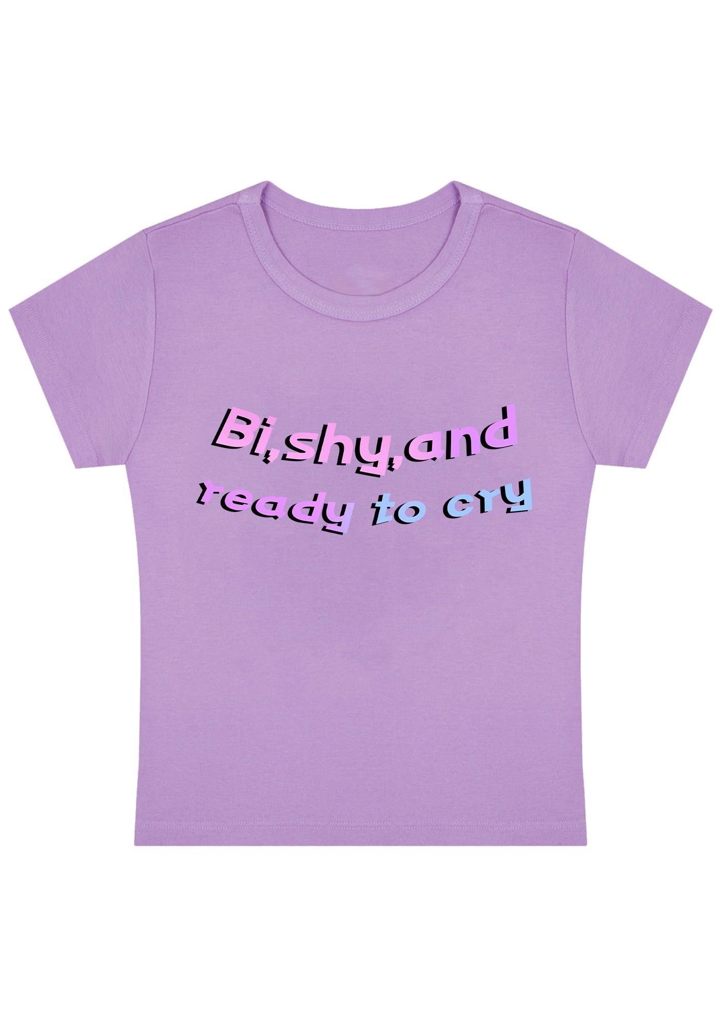 Bi Shy And Ready To Cry Y2K Baby Tee