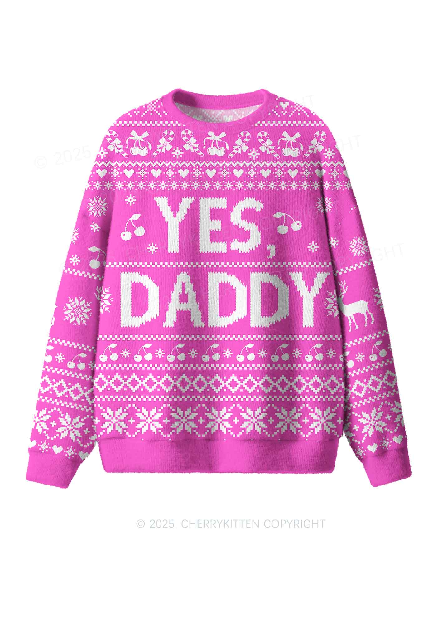 Yes Daddy Y2K Christmas Knit Sweatshirt Cherrykitten