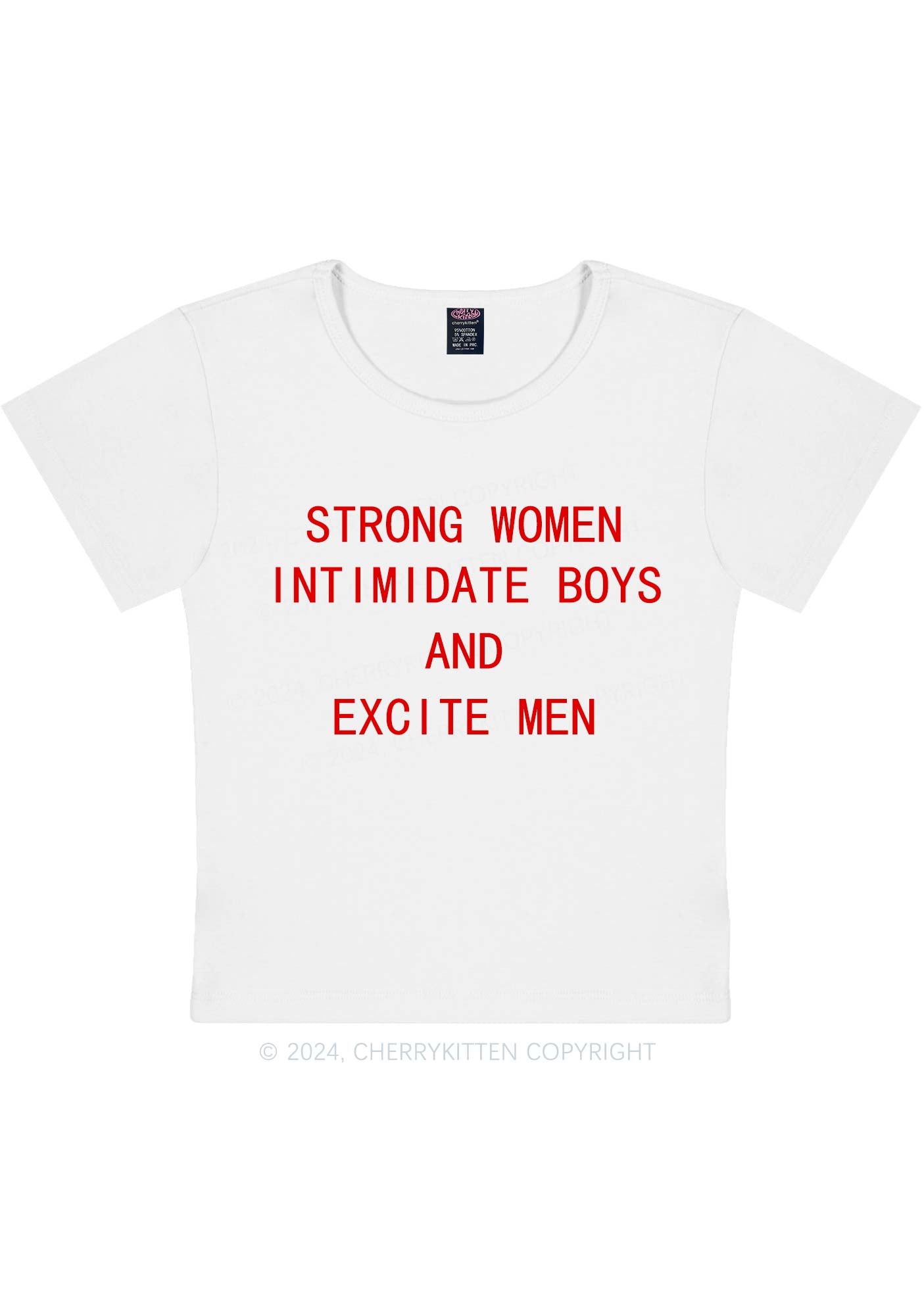 Strong Women Excite Men Y2K Baby Tee Cherrykitten