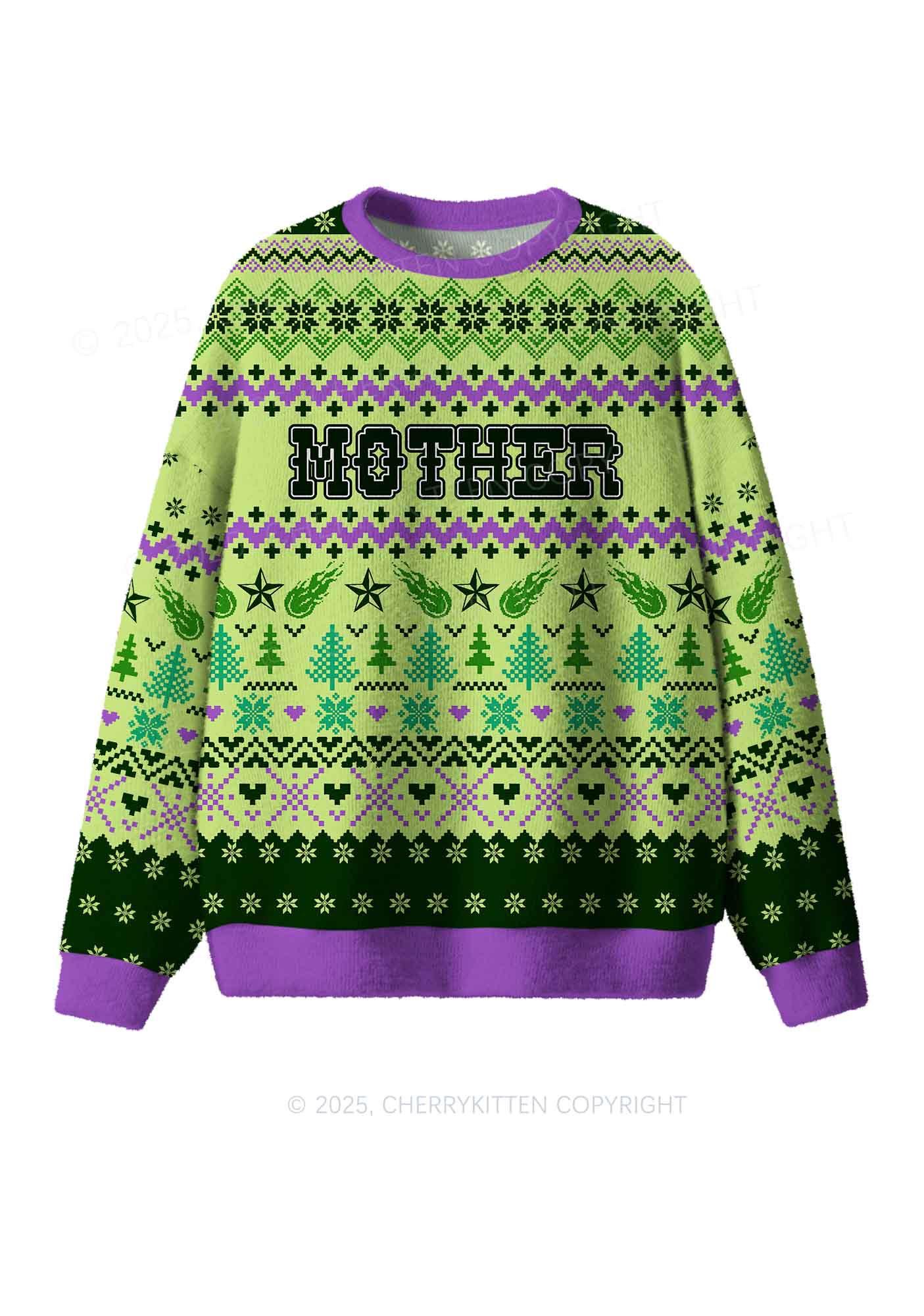 Motherfxcker Two Sides Y2K Christmas Knit Sweatshirt Cherrykitten