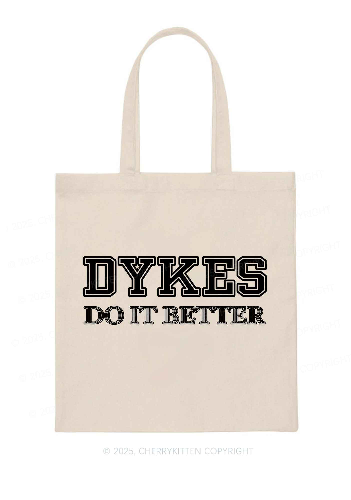 Dykes Do It Better Pride Y2K Canvas Tote Bag Cherrykitten