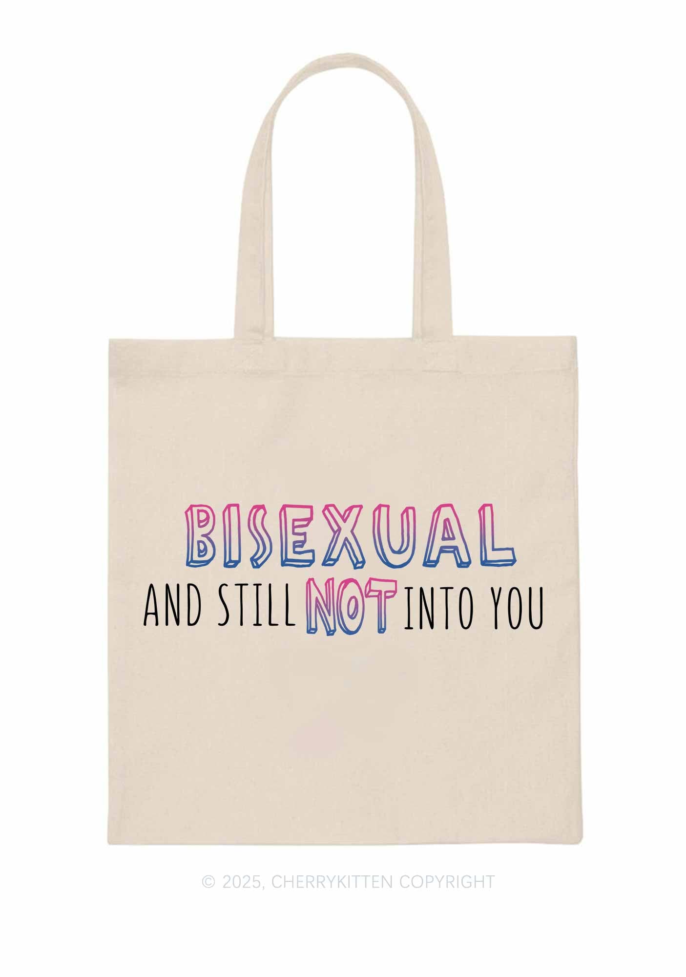 Bisexual And Still Not Into You Pride Y2K Canvas Tote Bag Cherrykitten