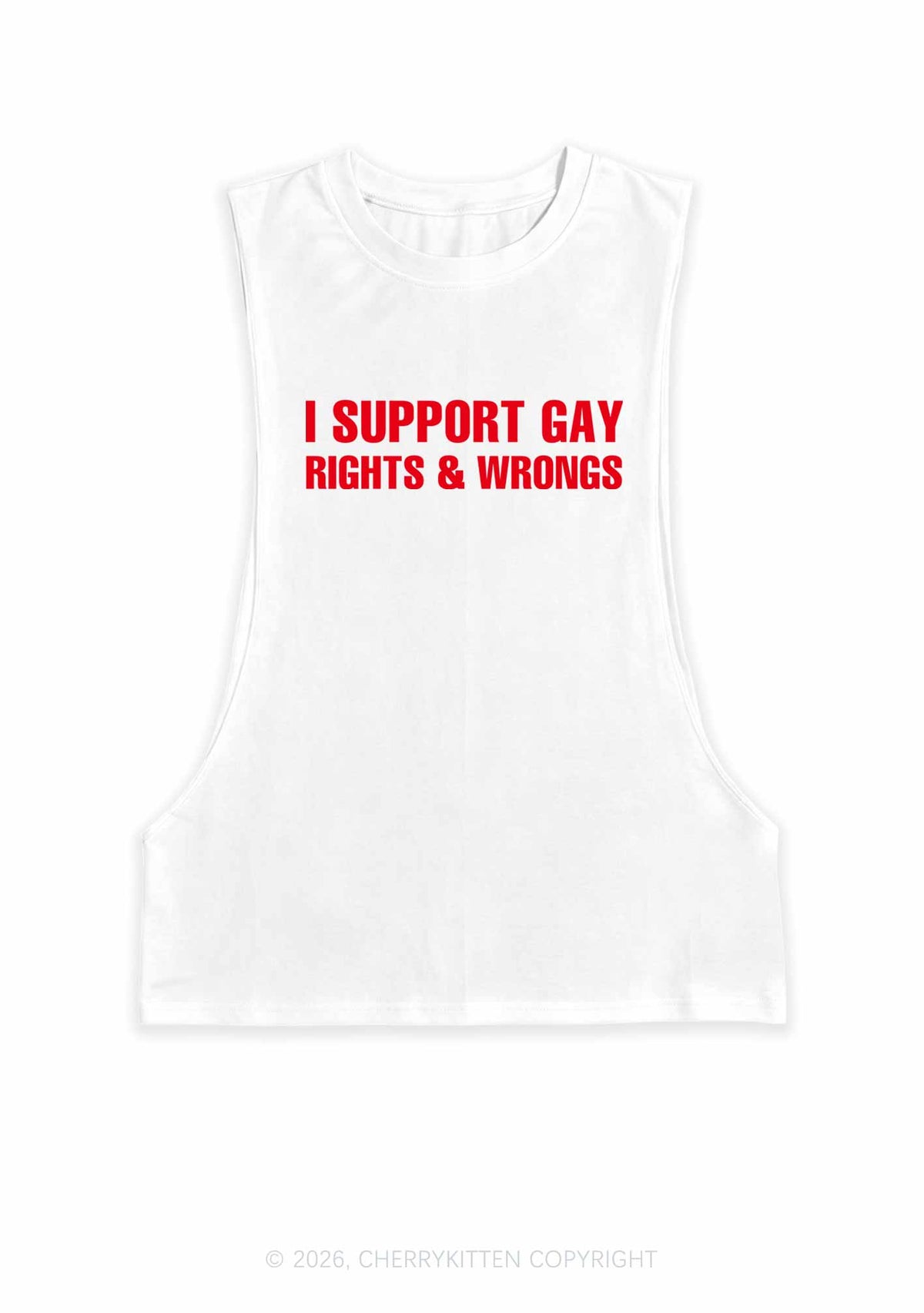 I Support Gay Rights Pride Y2K Men Muscle Side Cutoff Tank Top Cherrykitten