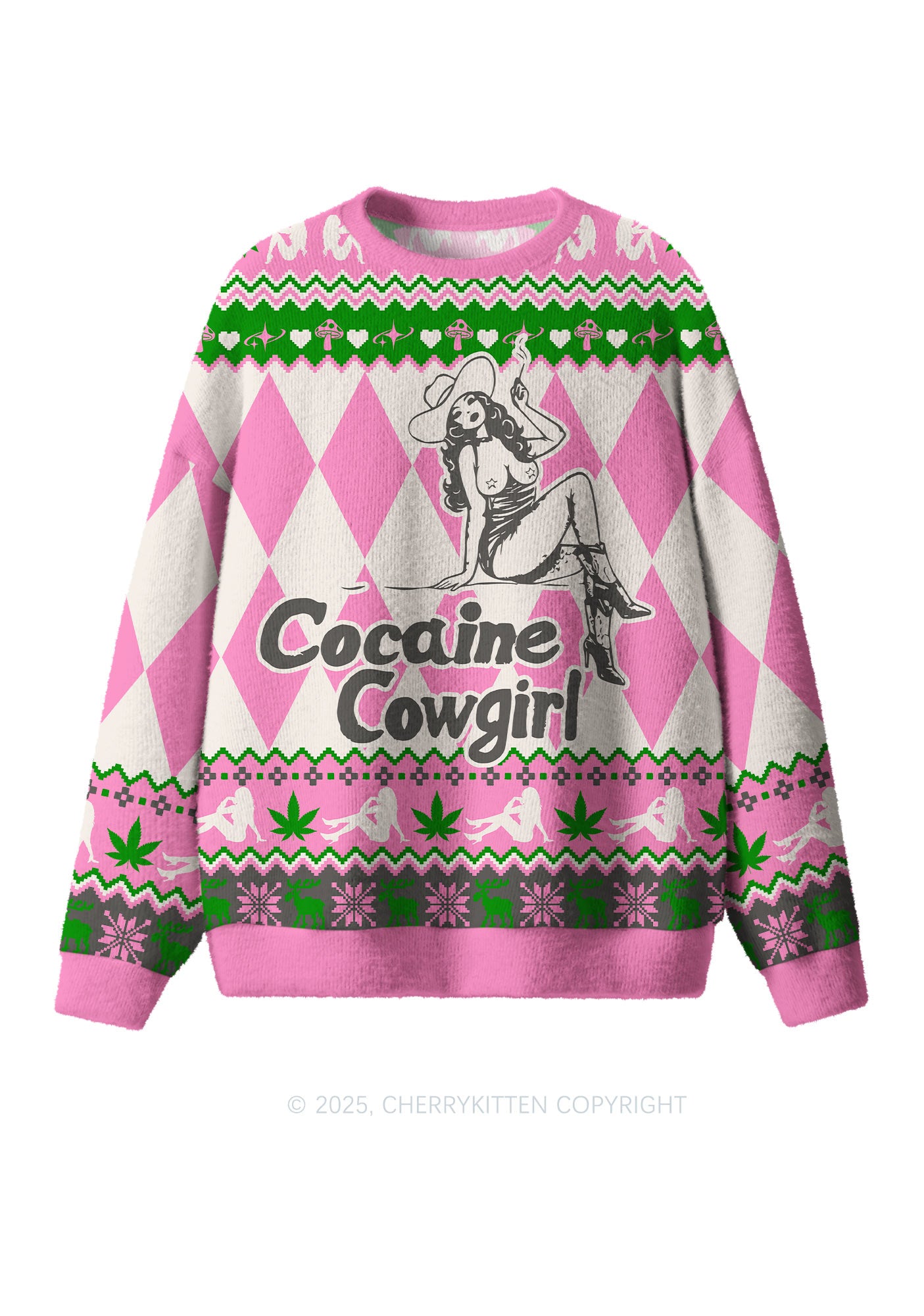 Cola Cowgirl Y2K Christmas Knit Sweatshirt Cherrykitten