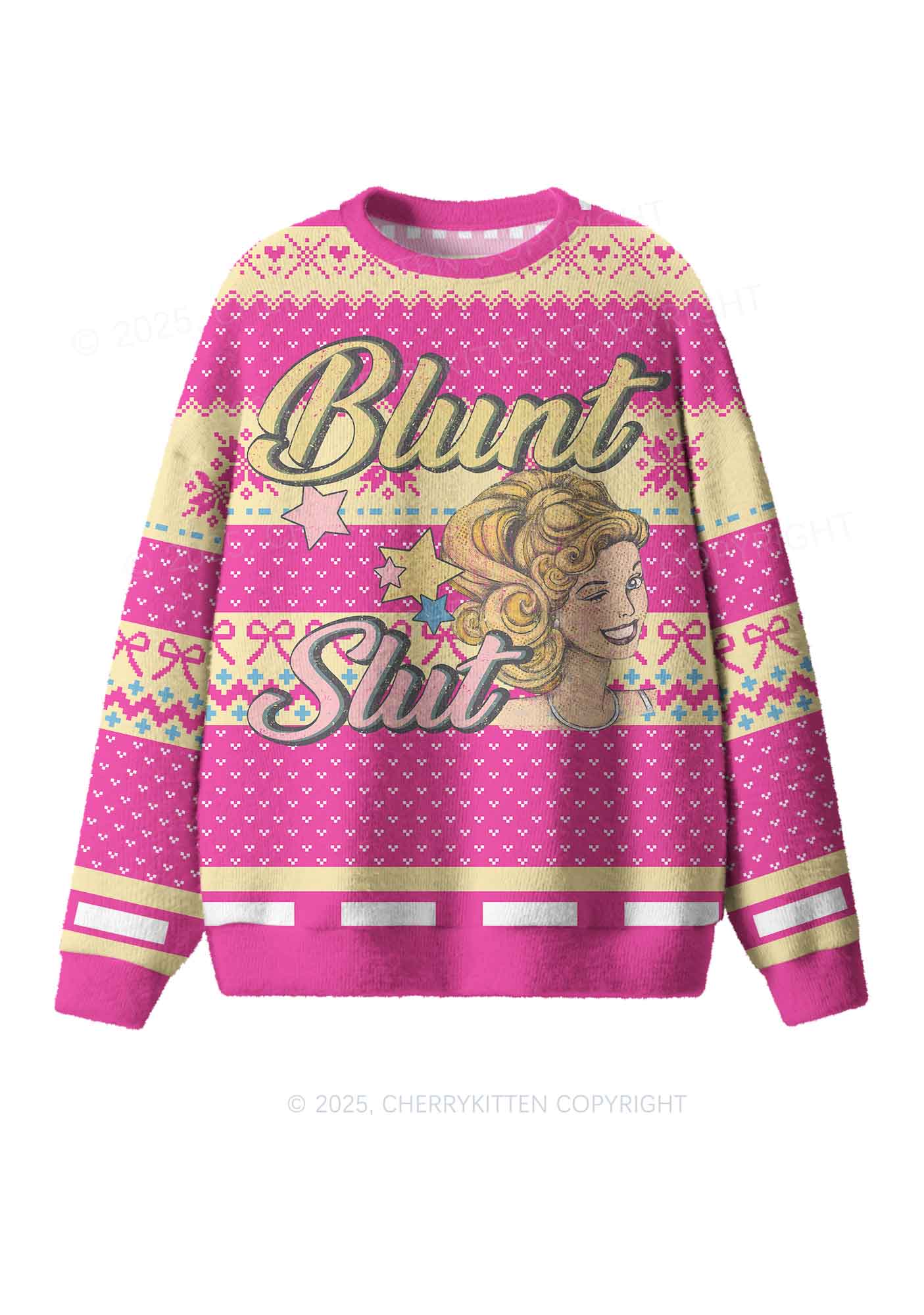 Blunt Slxt Y2K Christmas Knit Sweatshirt Cherrykitten