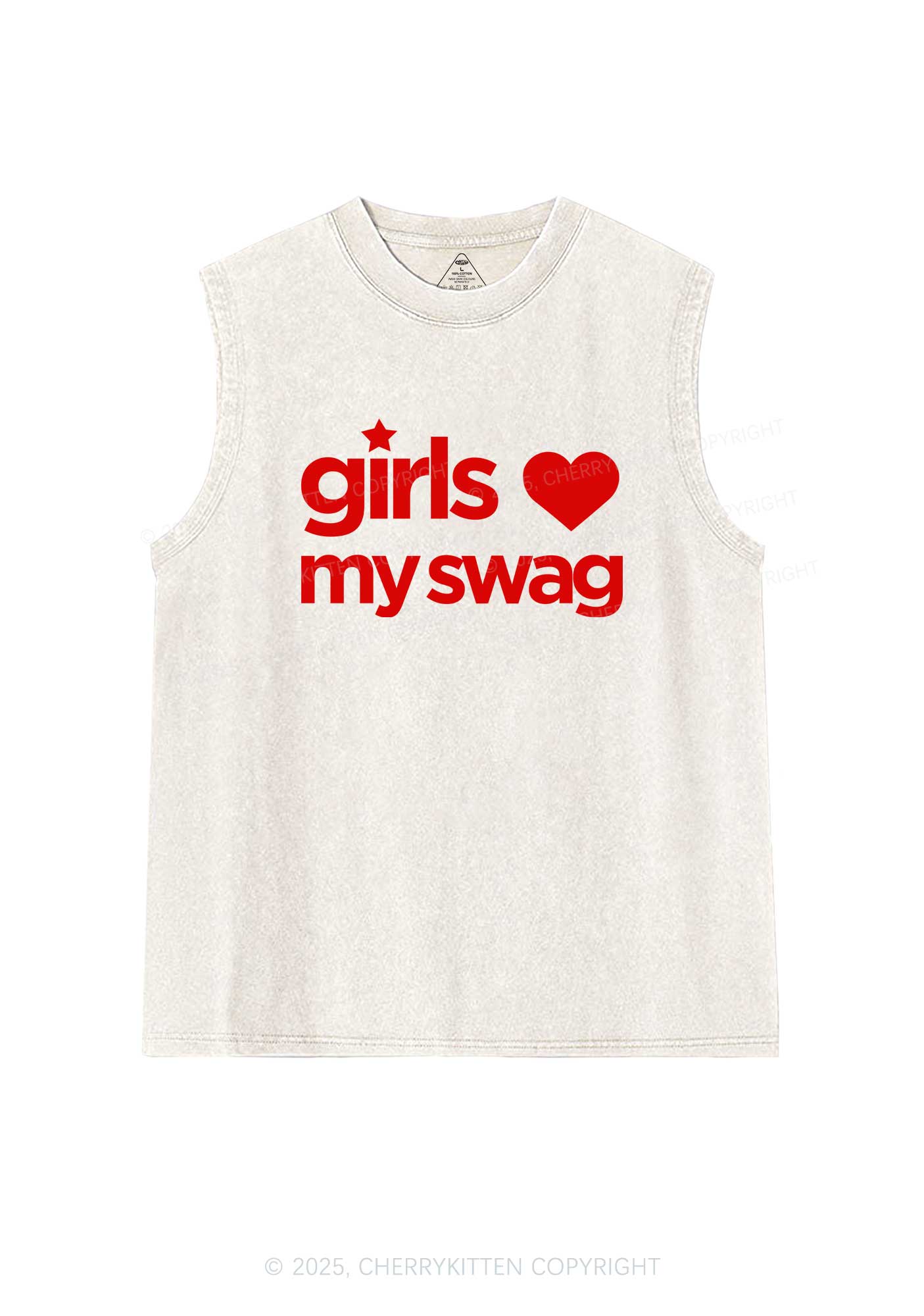 Girls Love My Swag Pride Y2K Washed Muscle Tank Cherrykitten