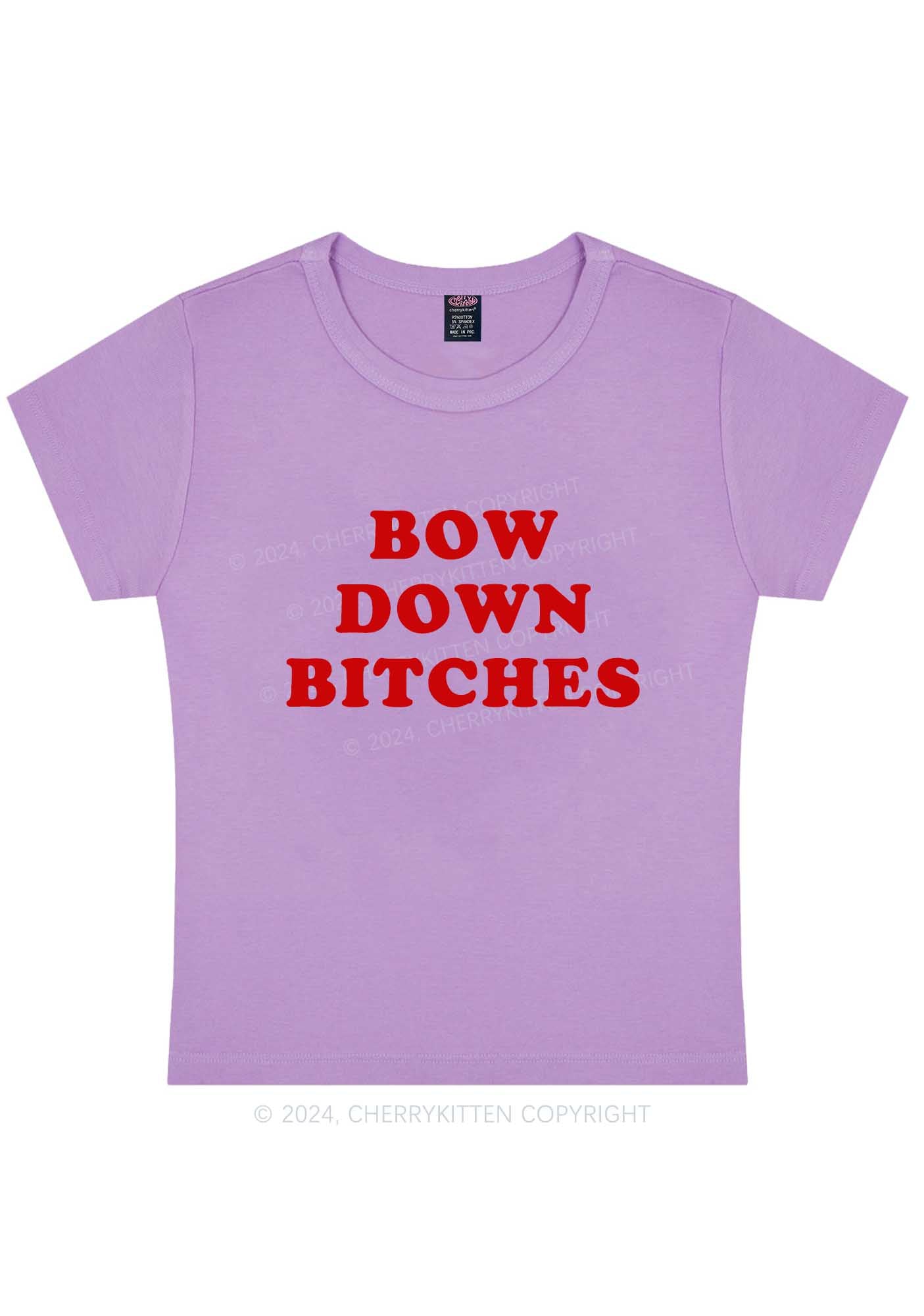 Curvy Bow Down Bxxches Y2K Baby Tee Cherrykitten
