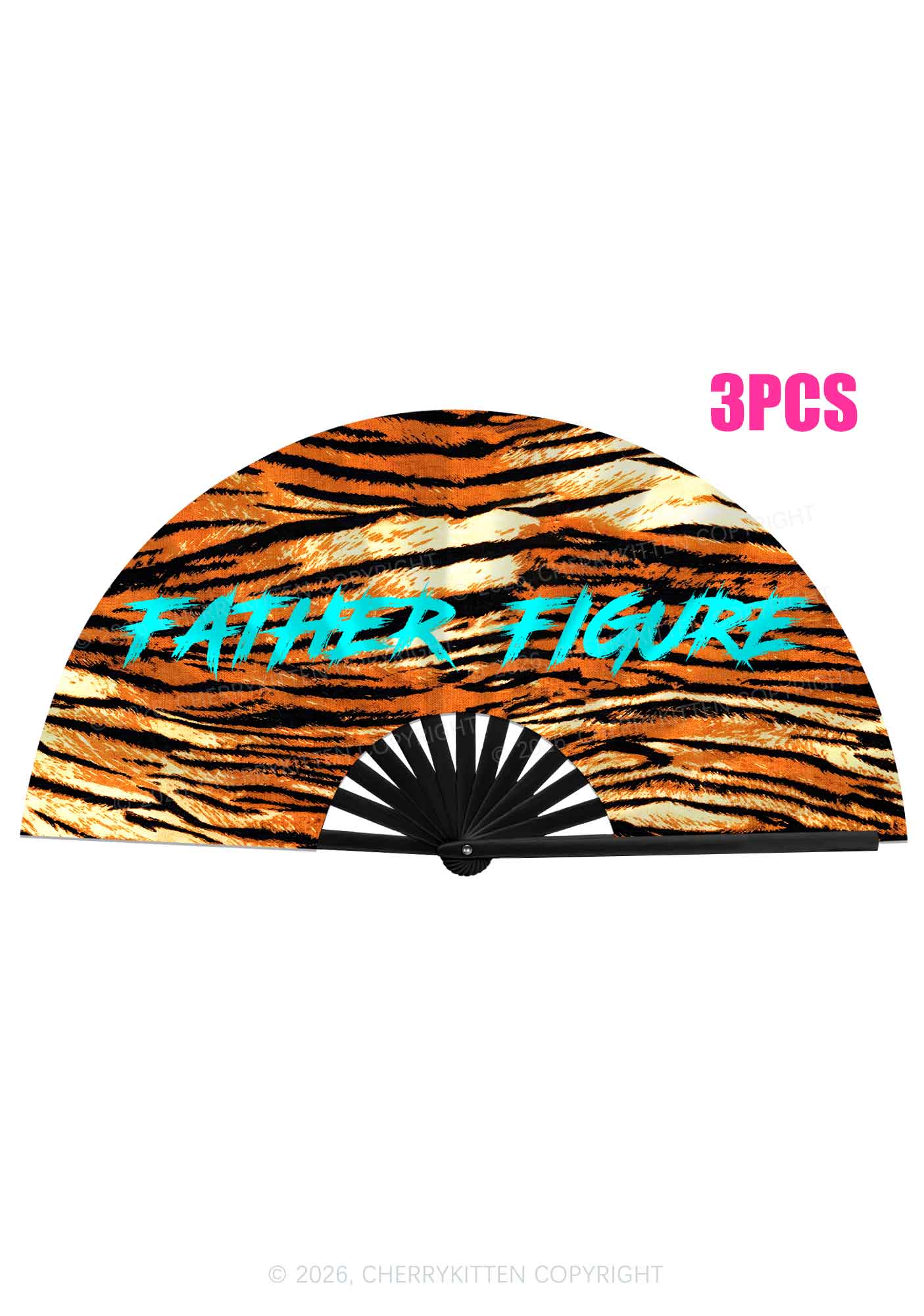 Father Figure Tiger Stripe Y2K Rave Hand Fan Cherrykitten