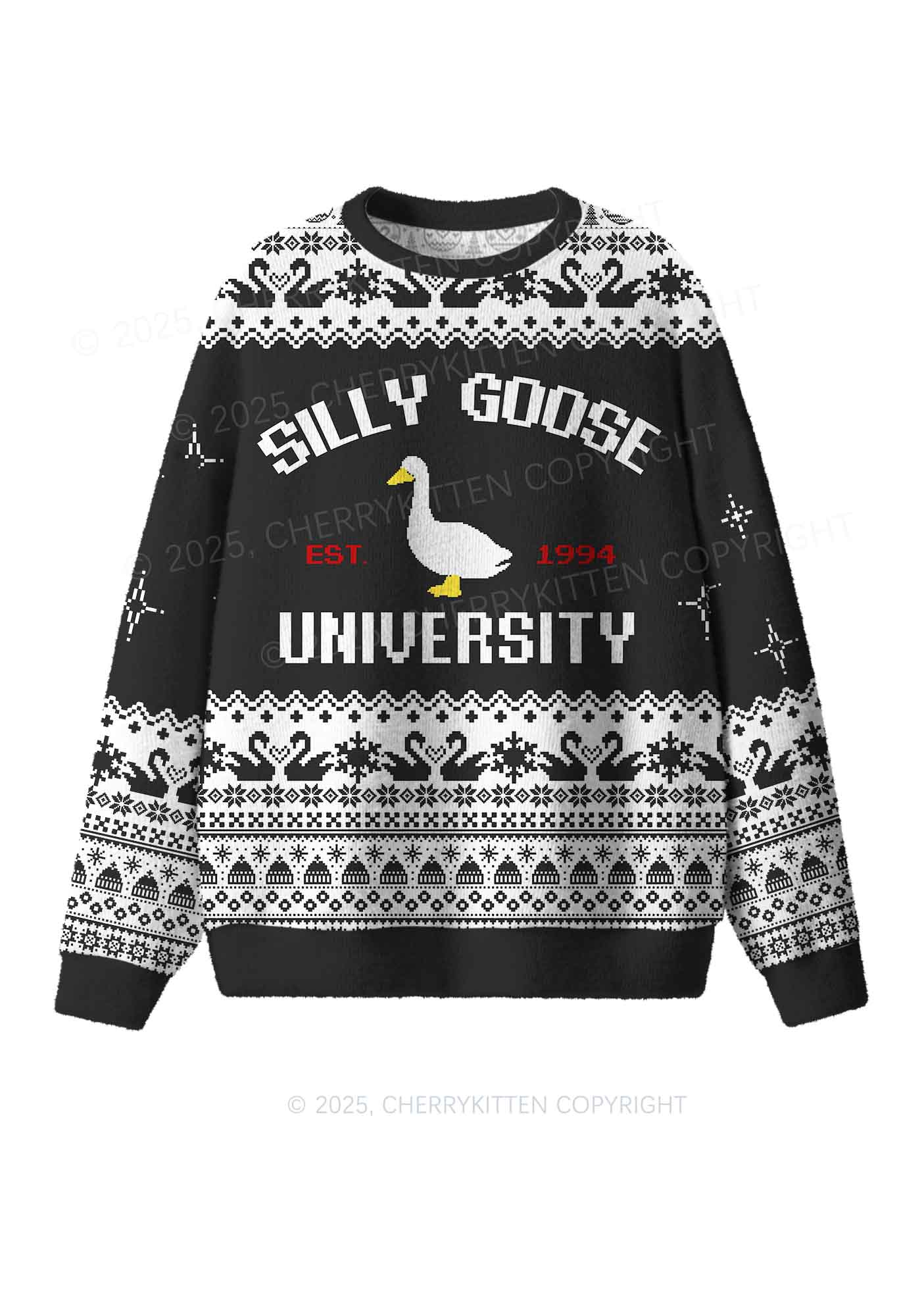 Silly Goose University Y2K Christmas Knit Sweatshirt Cherrykitten