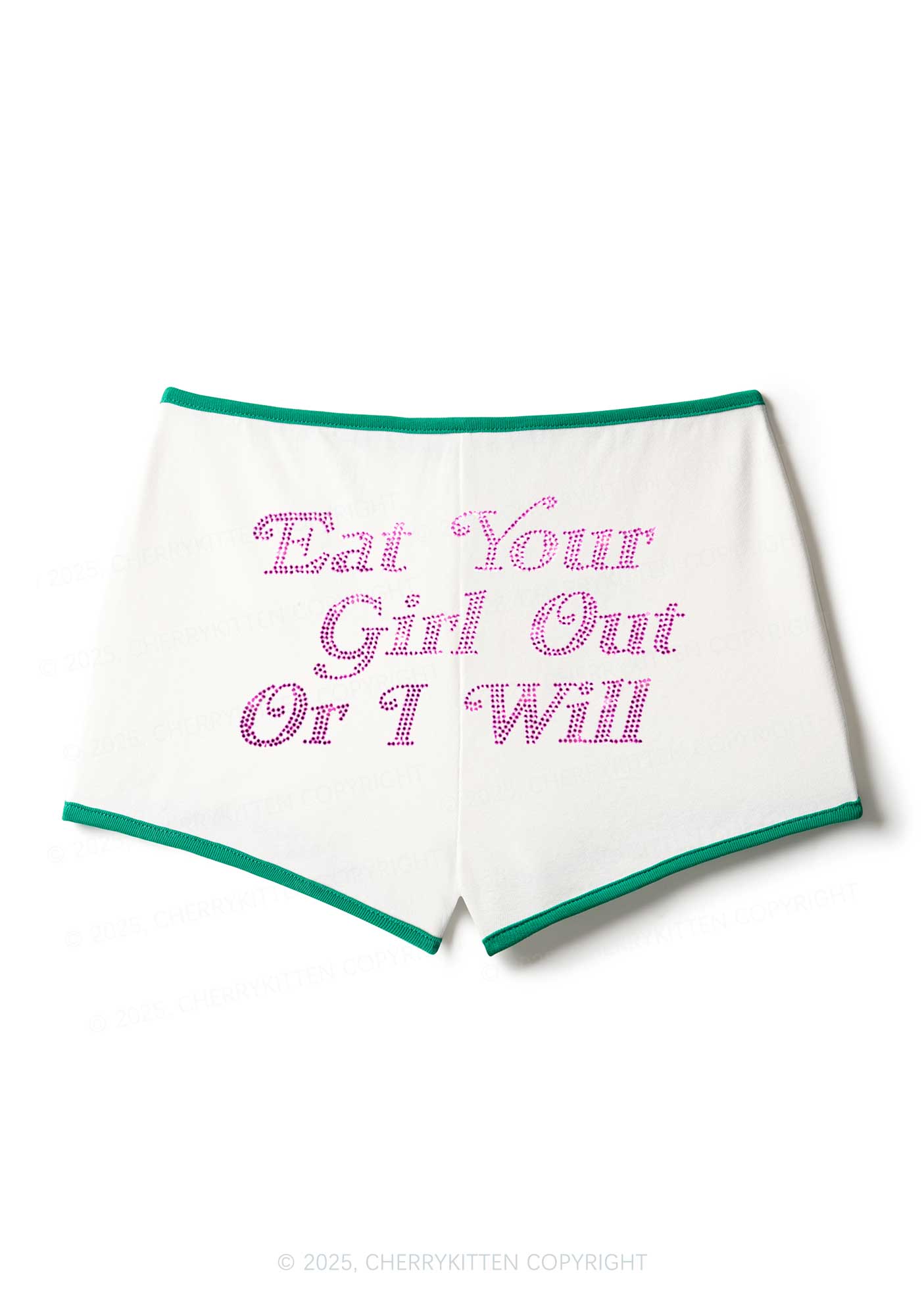 Rhinestone Eat Your Girl Out Y2K Booty Shorts Cherrykitten