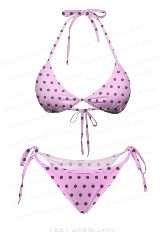 Dotty Pink Y2K Print Bikini Set Cherrykitten