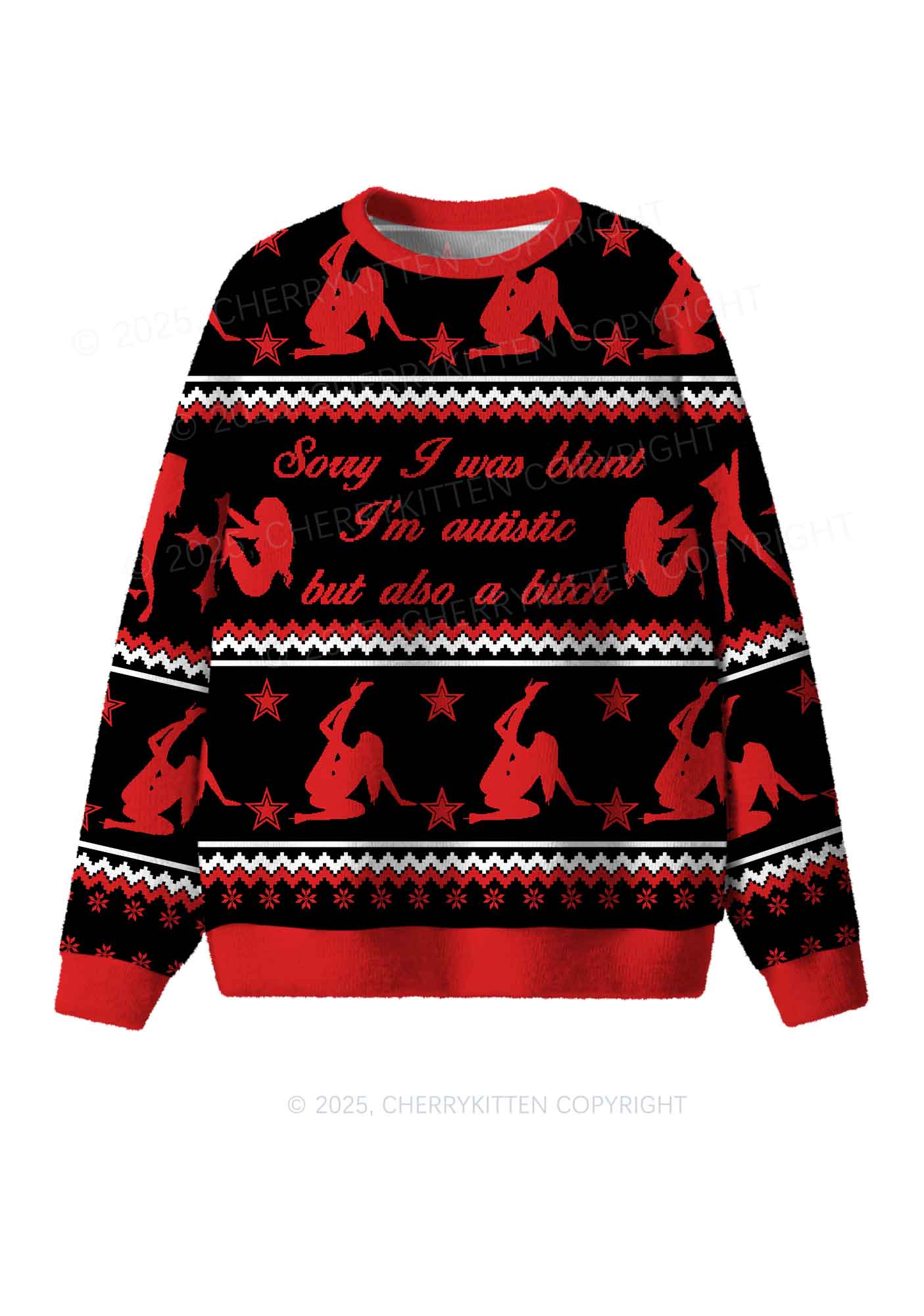 Sorry I Was Blunt Y2K Christmas Knit Sweatshirt Cherrykitten
