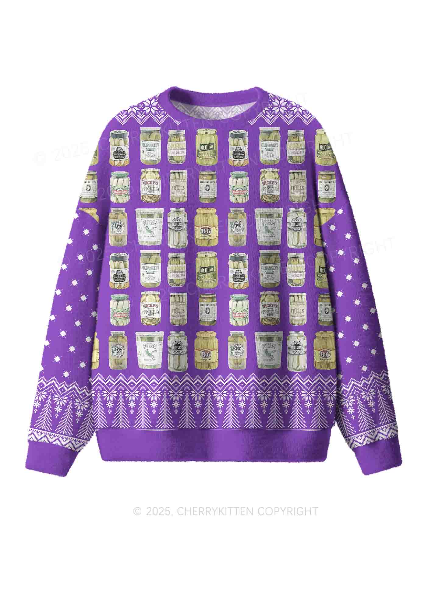 Canned Pickles Y2K Christmas Knit Sweatshirt Cherrykitten