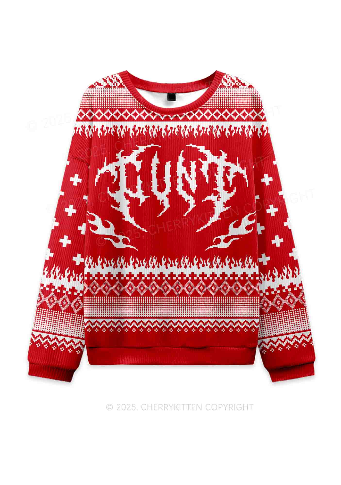 Punk Cxxt Y2K Knit Sweatshirt Cherrykitten