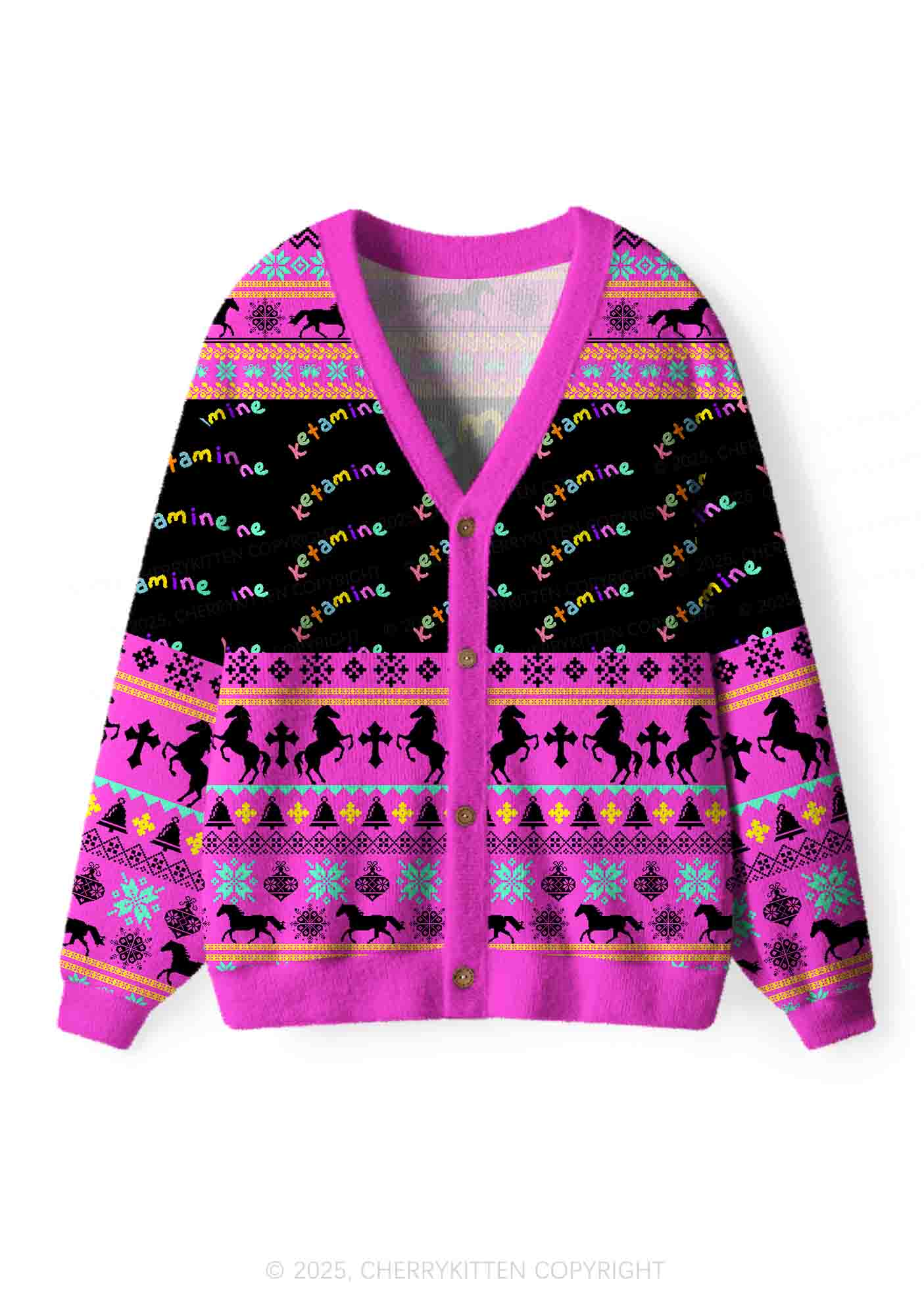 Orange Pony Y2K Christmas Cardigan Knit Sweatshirt Cherrykitten