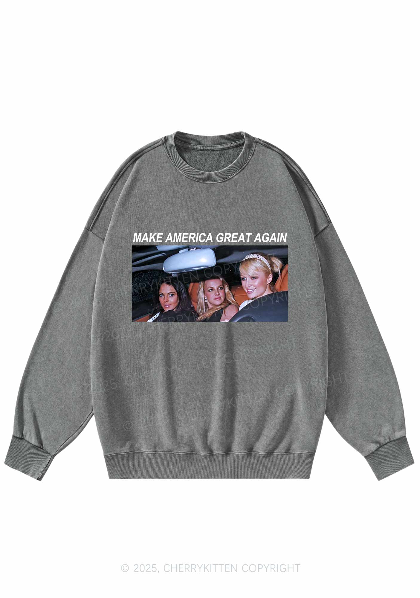Make America Great Again Y2K Washed Sweatshirts Cherrykitten