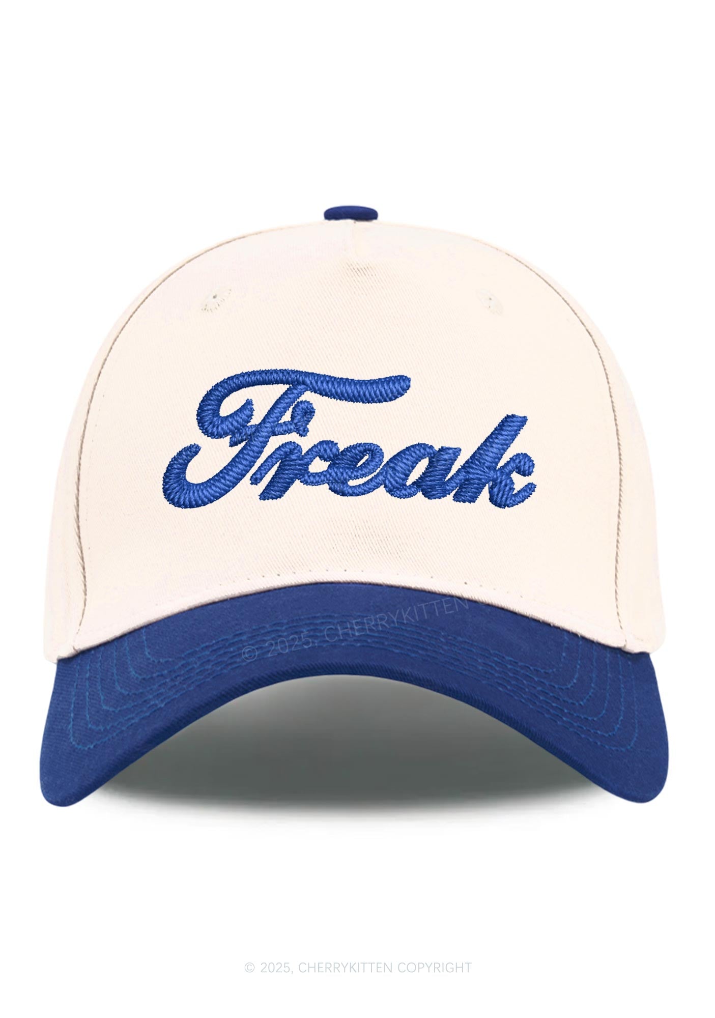 Embroidered Freak Y2K Color Block Baseball Cap Cherrykitten