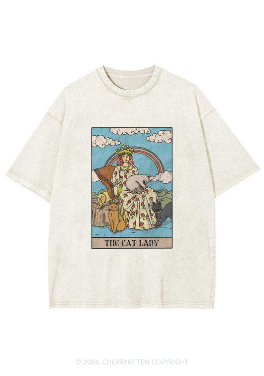 The Cat Lady Y2K Washed Tee Cherrykitten