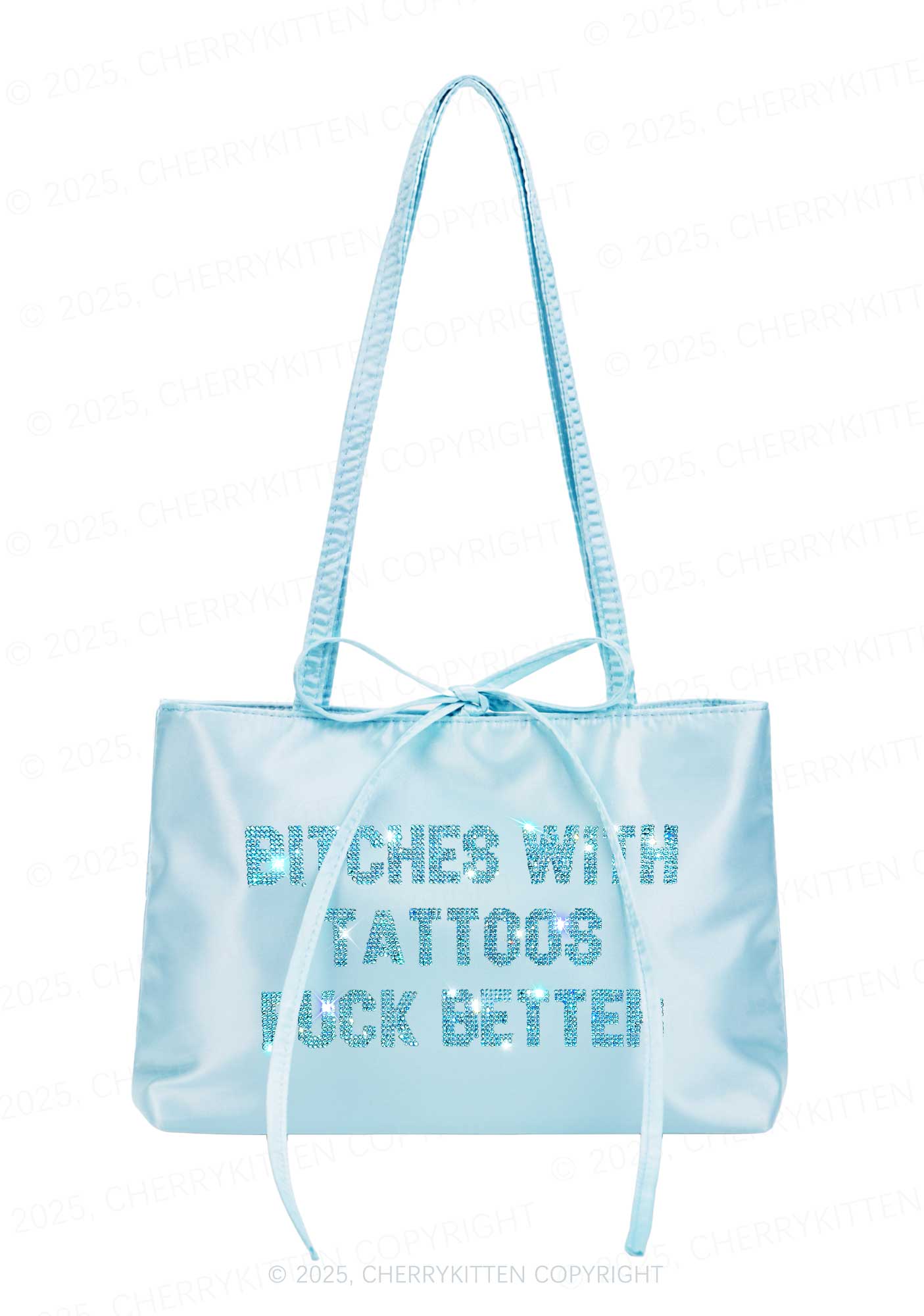 Rhinestone Bxxches With Tattoos Fxxk Better Y2K Satin Bags Cherrykitten