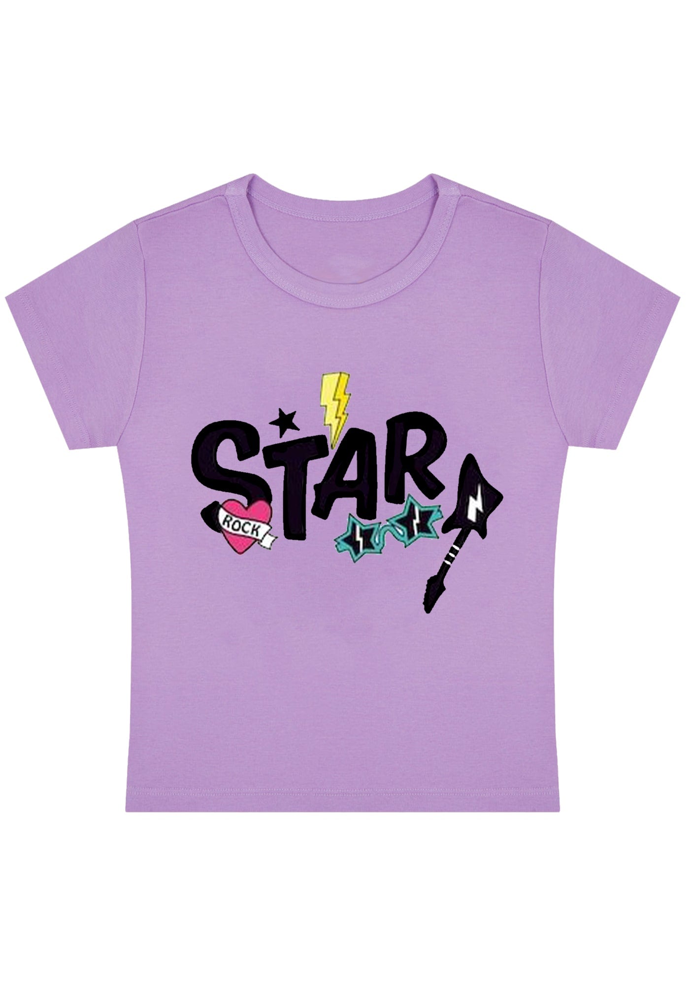 Rock Star Guitar Y2K Baby Tee