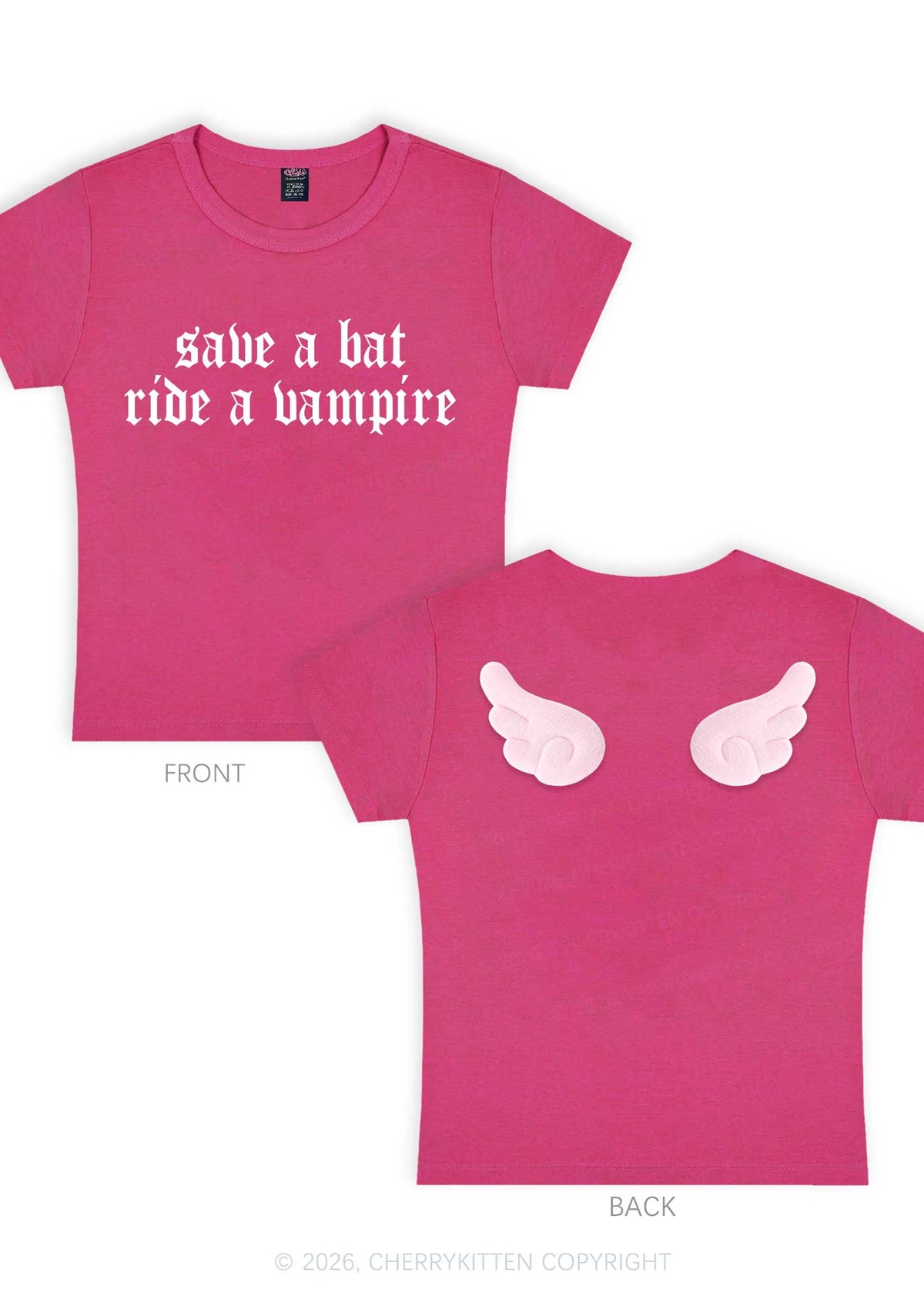 Halloween Ride A Vampire Y2K Goth Angel Wings Baby Tee Cherrykitten