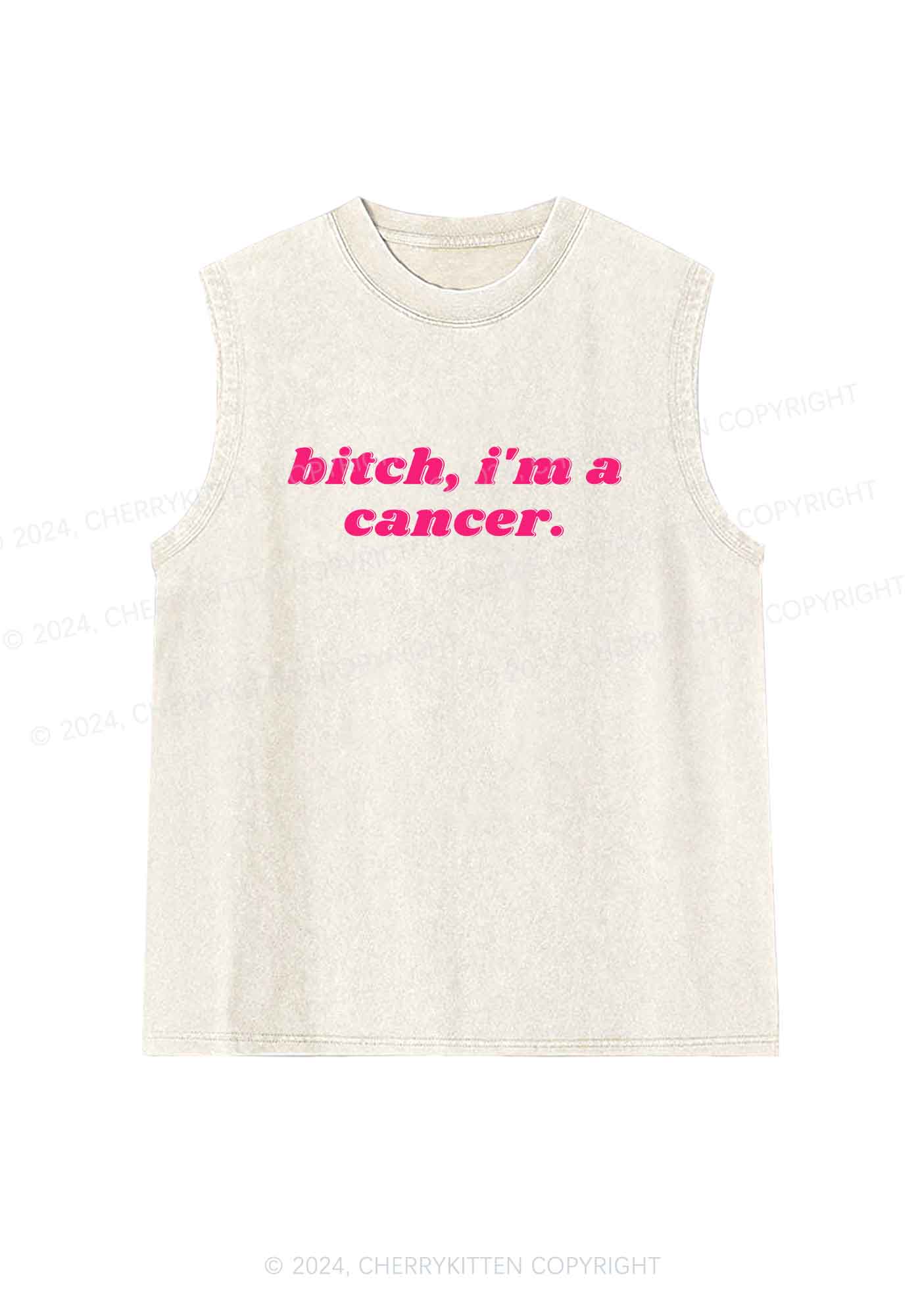 Bxtch I'm A Custom Zodiac Y2K Washed Tank Cherrykitten