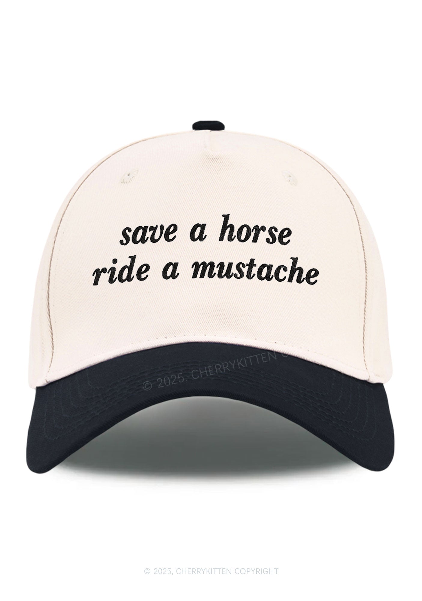 Embroidered Ride A Mustache Y2K Color Block Baseball Cap Cherrykitten