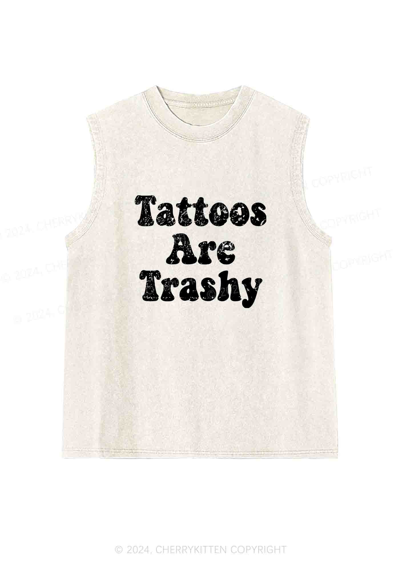 Tattoos Are Trashy Y2K Washed Tank Cherrykitten