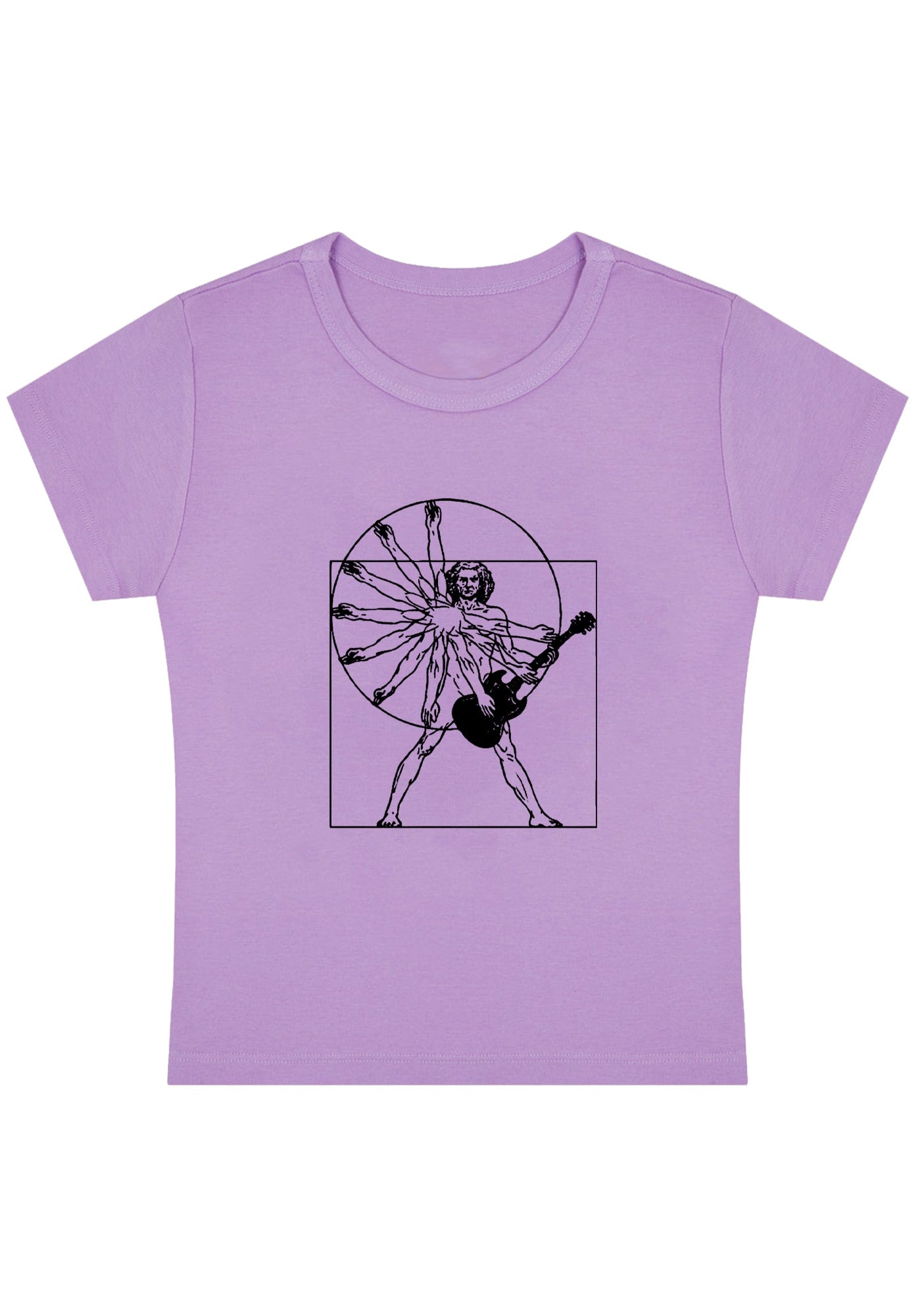 Vitruvian Man Guitar Y2K Baby Tee