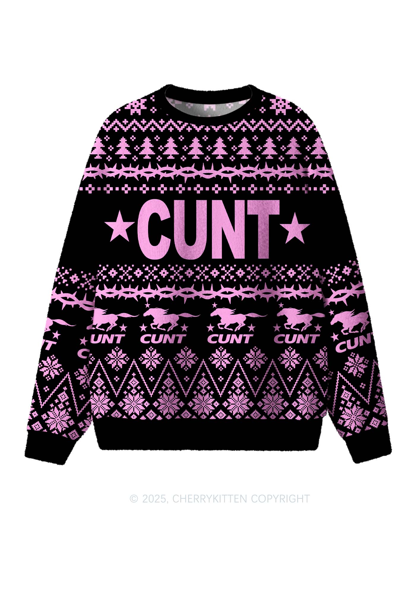 Cxxt Pony Y2K Christmas Knit Sweatshirt Cherrykitten