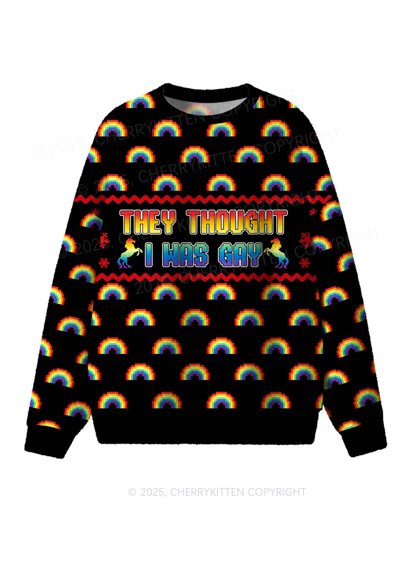 I Was Gay Pride Y2K Christmas Knit Sweatshirt Cherrykitten