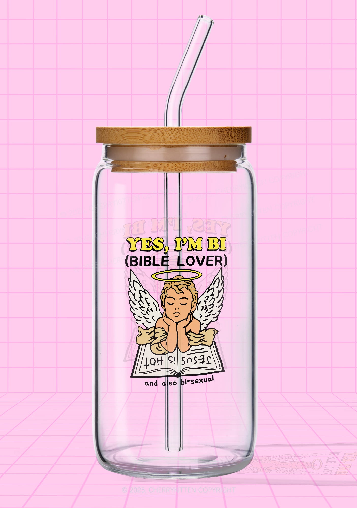 Bible Lover Pride Y2K Printed Glass Cup Cherrykitten