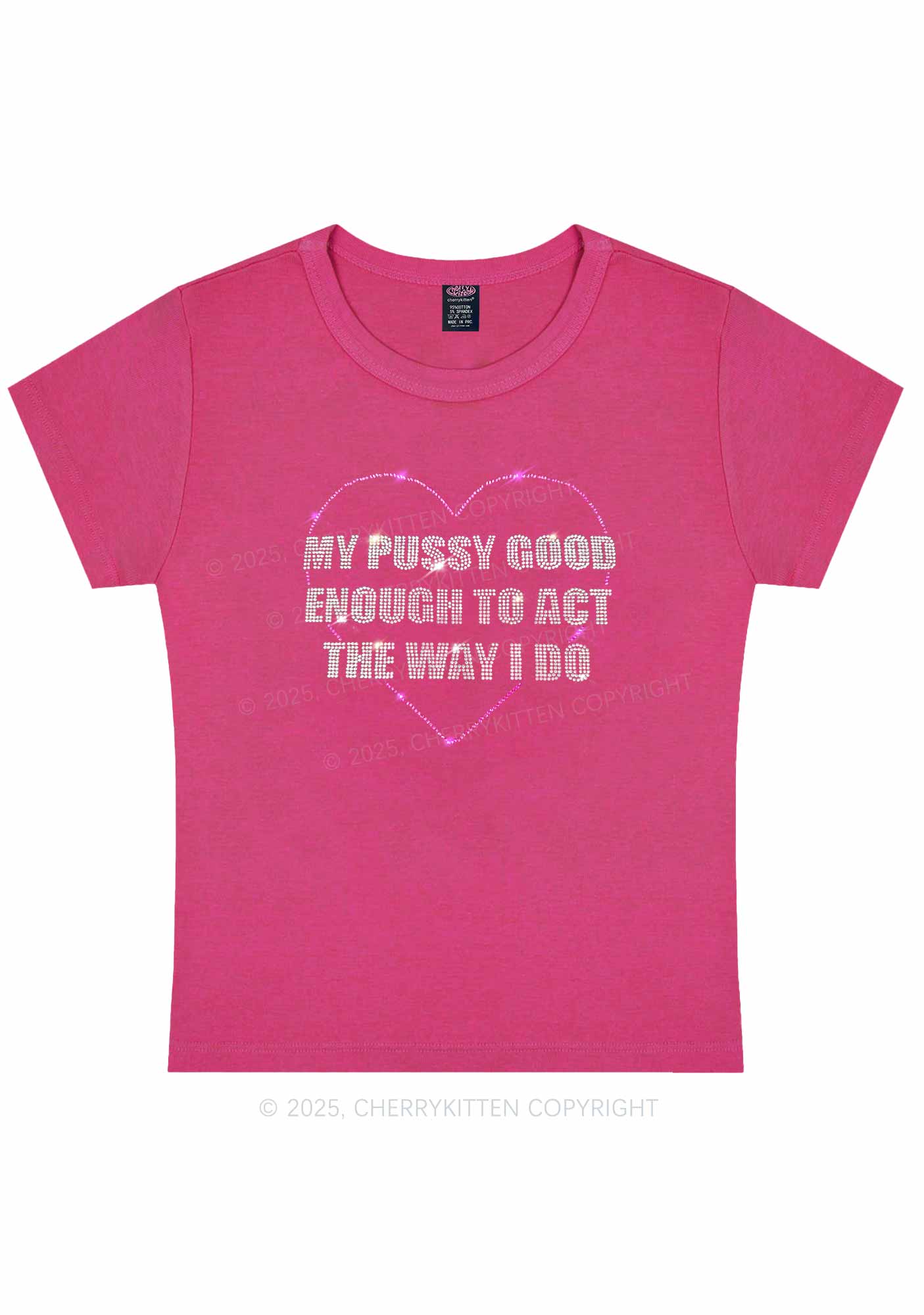 Rhinestone Good Enough To Act Y2K Baby Tee Cherrykitten