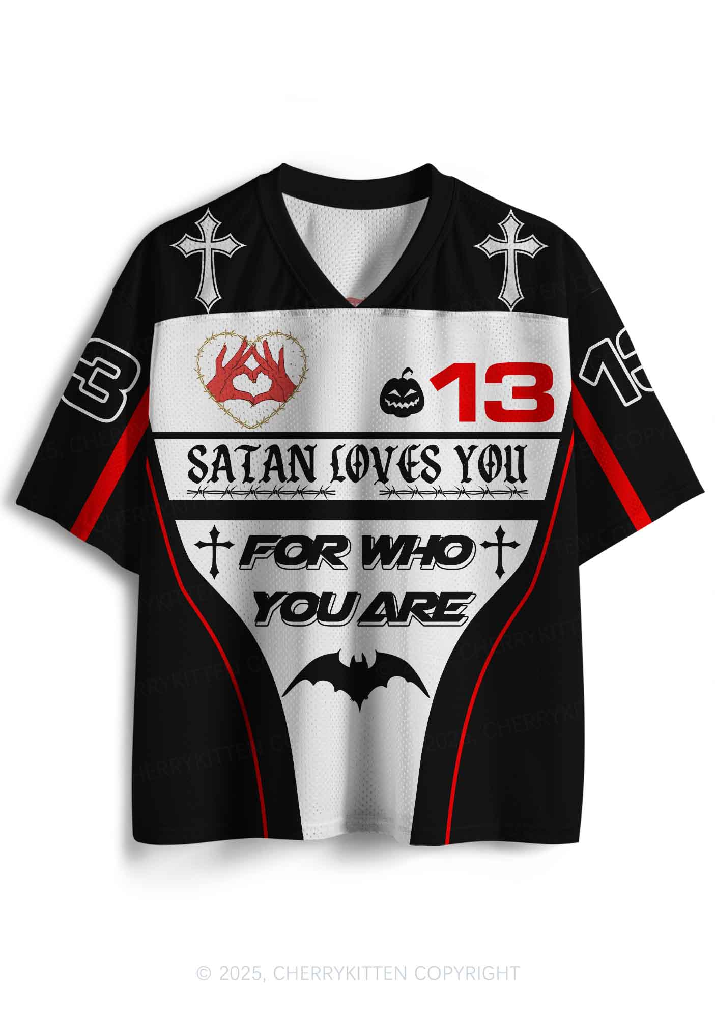 Halloween Custom Satan Loves Y2K Sport Jersey Shirts Cherrykitten