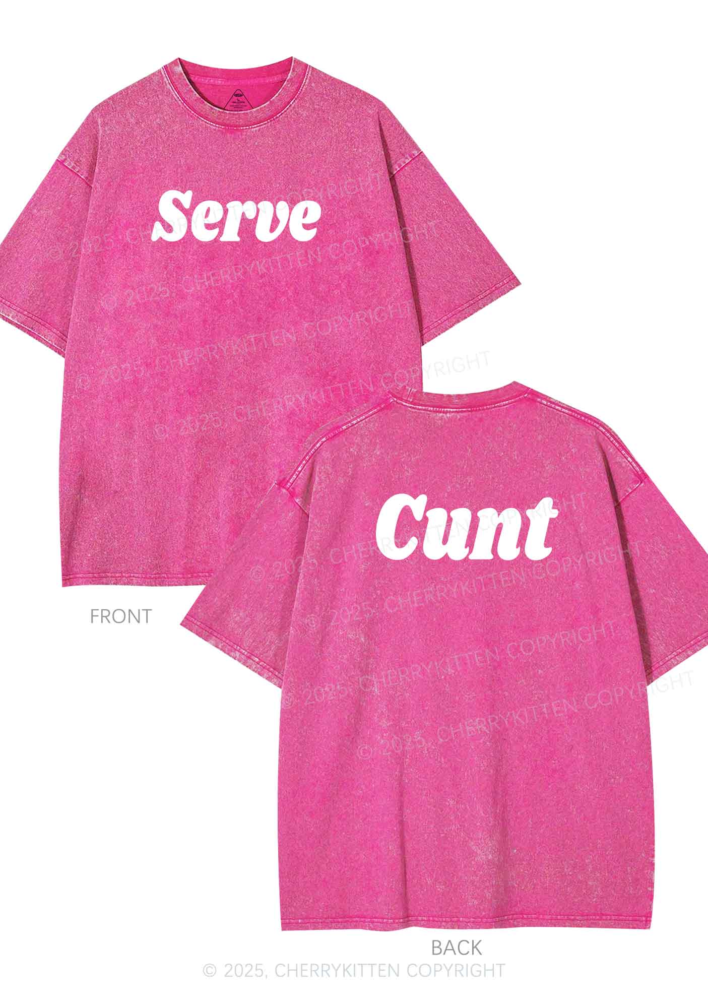 Serve Cxxt Two Sides Y2K Shirts Washed Tee Cherrykitten