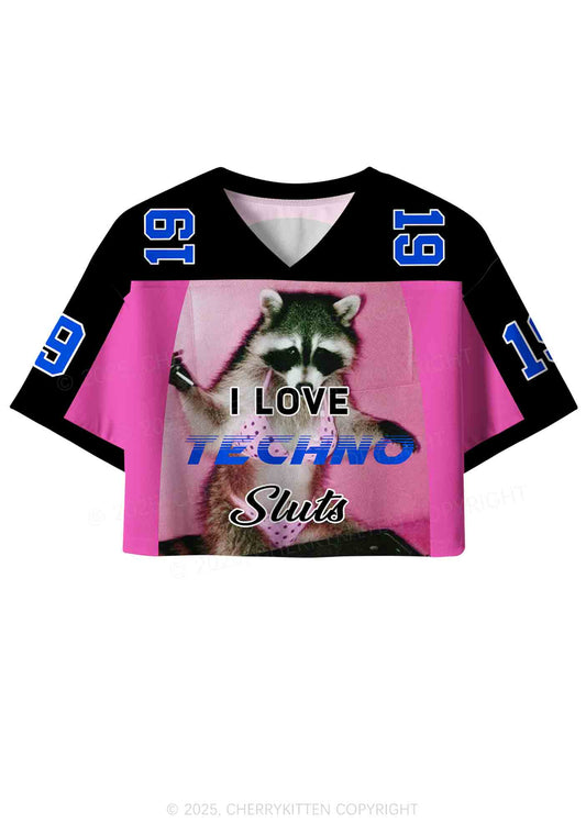 Custom I Love Techno Slxts Y2K Crop Sport Jersey Shirts Cherrykitten