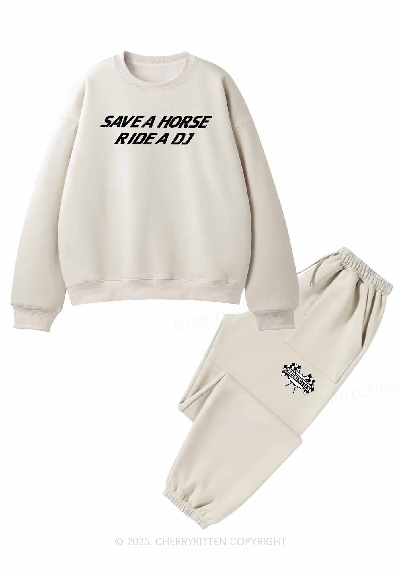Ride A DJ Y2K Fleece Sweatshirts Set Cherrykitten
