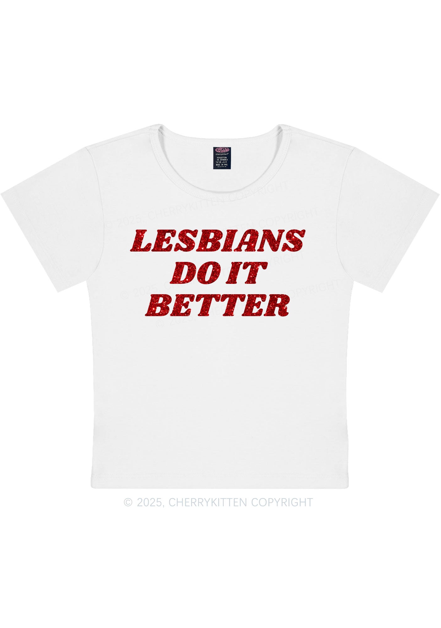 Glitter Lesbians Do It Better Pride Y2K Baby Tee Cherrykitten