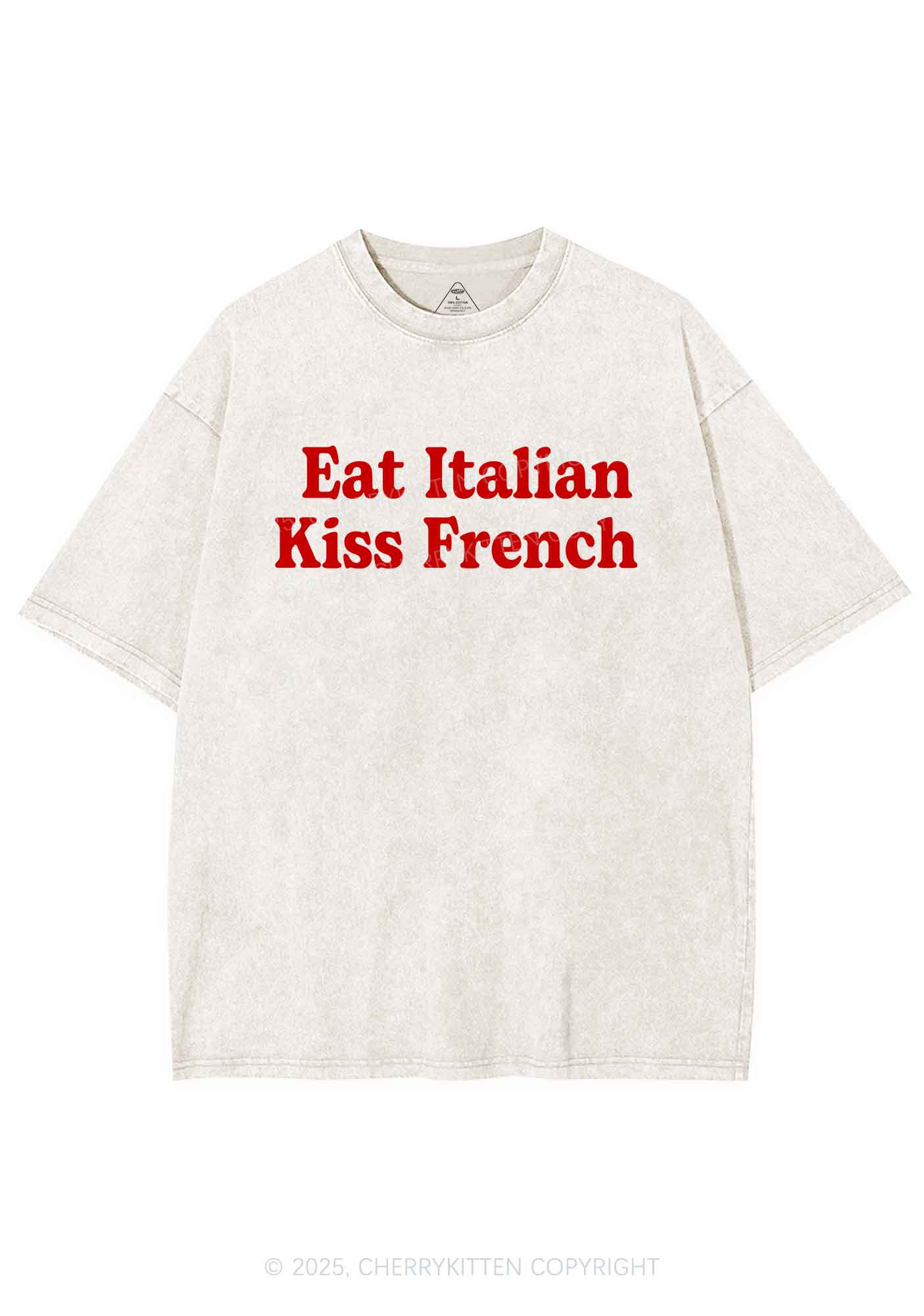 Eat Italian Kiss French Y2K Washed Tee Cherrykitten