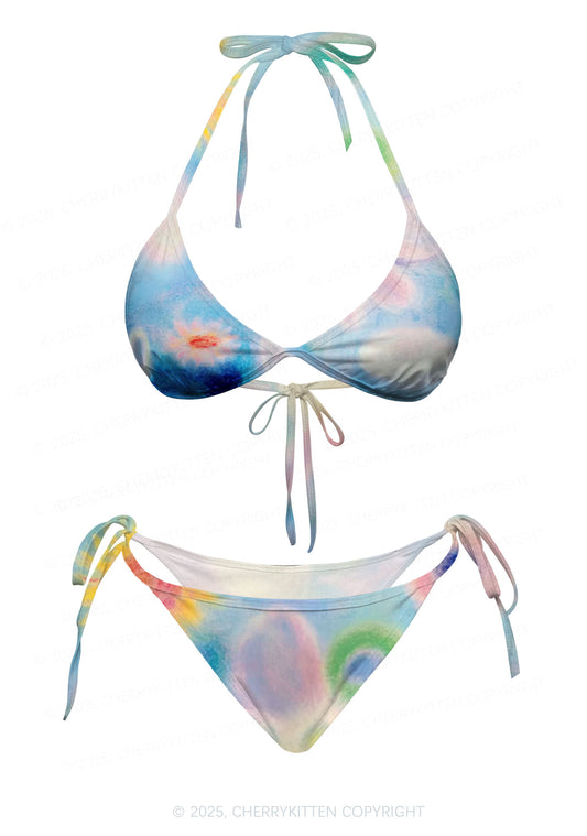 Flower Art Y2K Print Bikini Set Cherrykitten