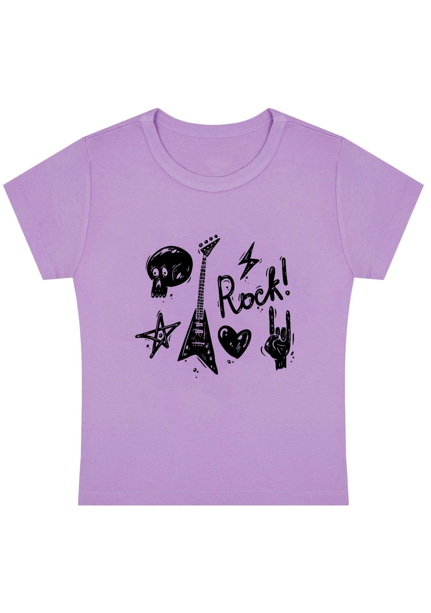 Skull Guitar Rock Heart Star Y2K Baby Tee