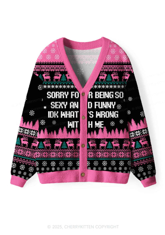 Sorry For Being So Funny Y2K Christmas Cardigan Knit Sweatshirt Cherrykitten