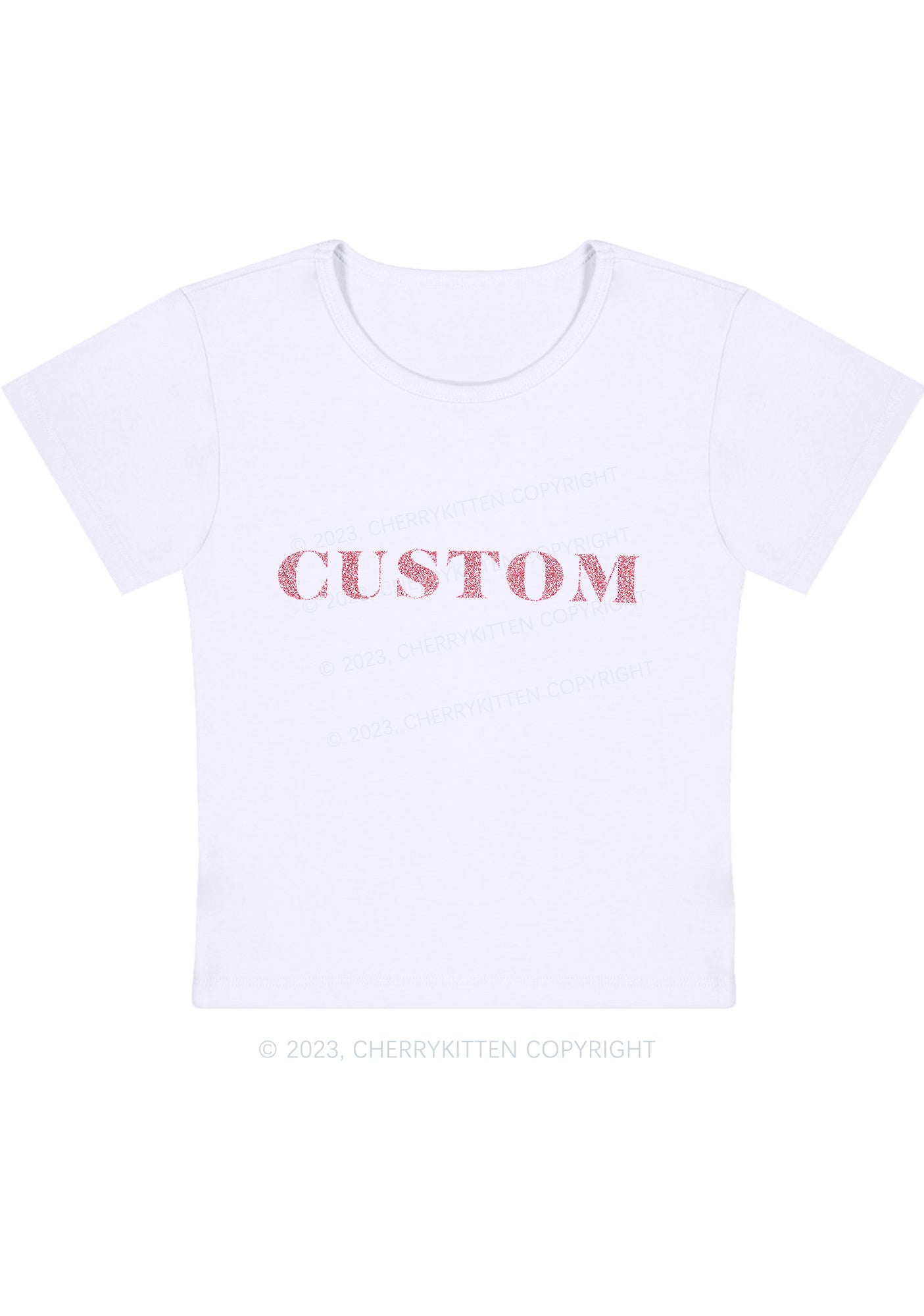 Custom Text Glitter Y2K Baby Tee Cherrykitten