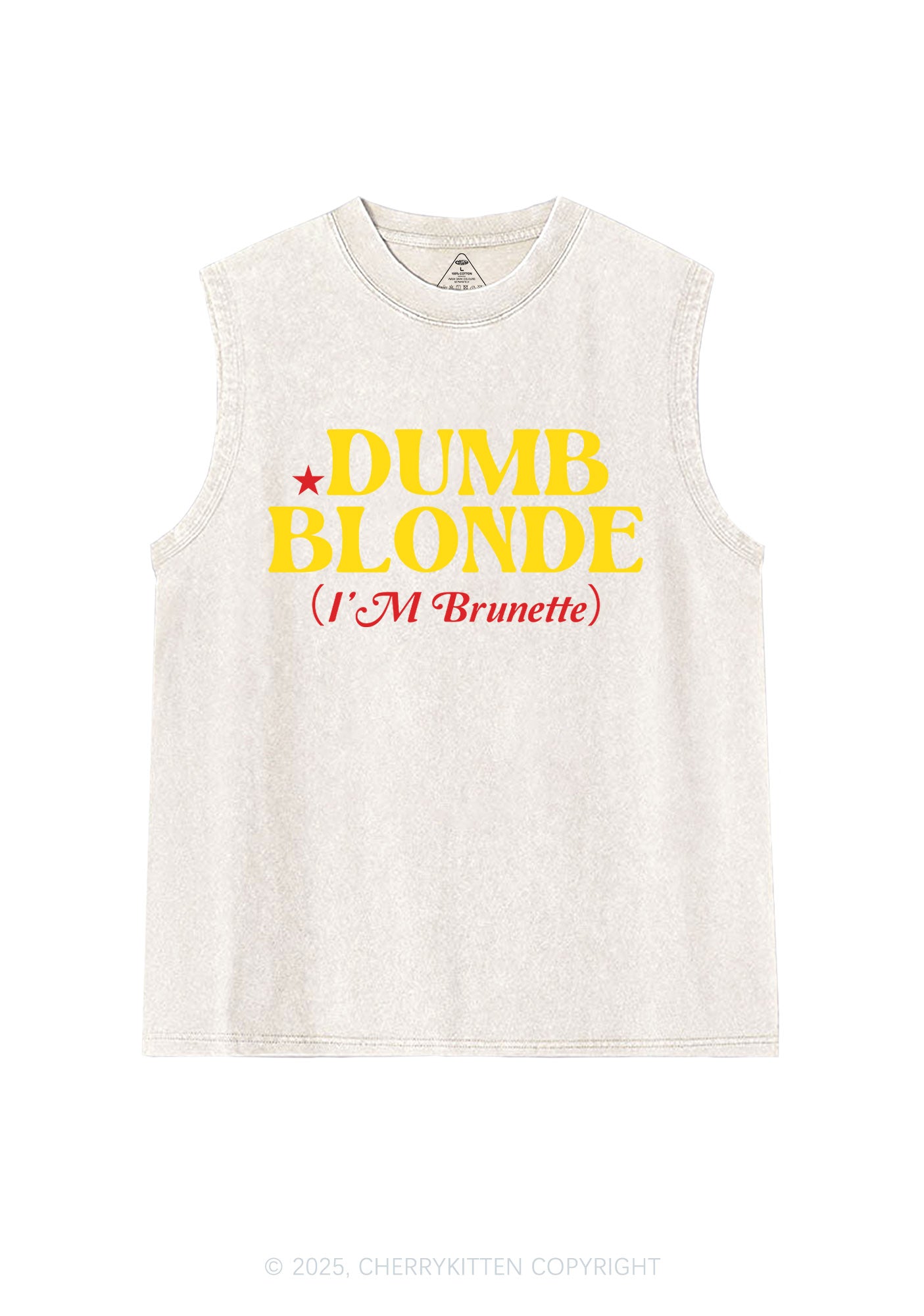 Dumb Blonde Brunette Y2K Washed Muscle Tank Cherrykitten