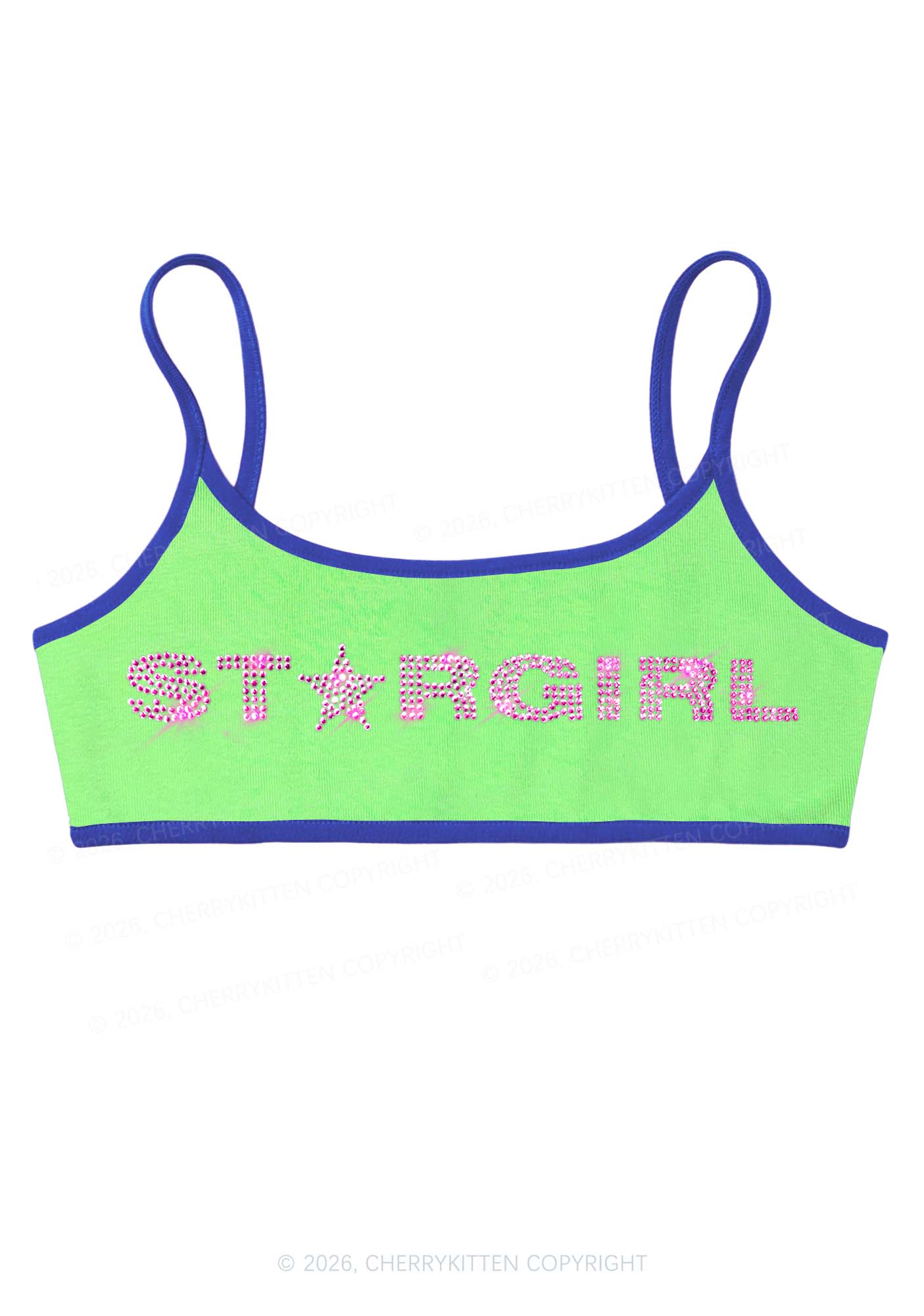 Rhinestone Stargirl Y2K Super Crop Cami Cherrykitten