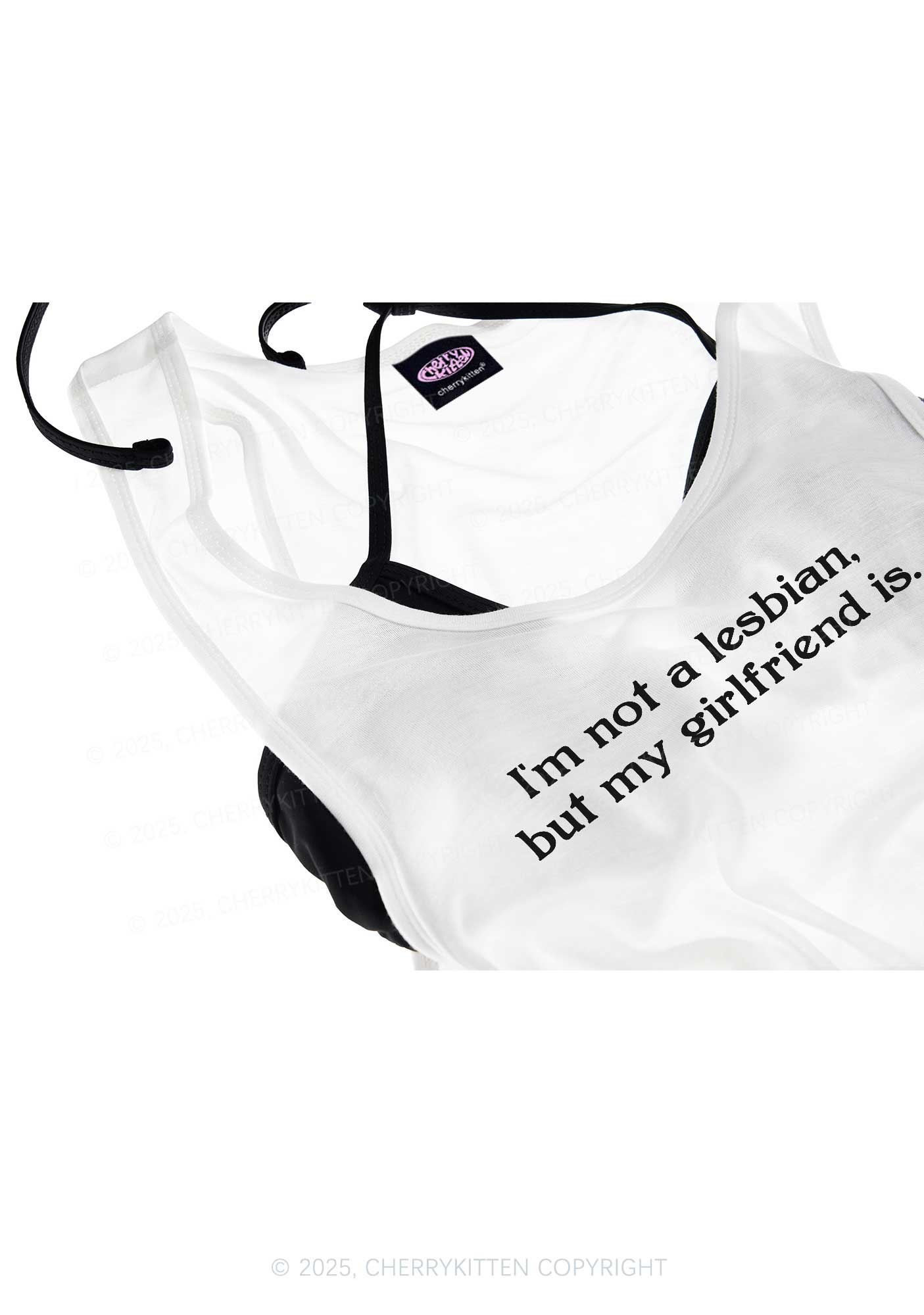 My Girlfriend Is Lesbian Pride Y2K Sheer Boyfriend Tank Cherrykitten