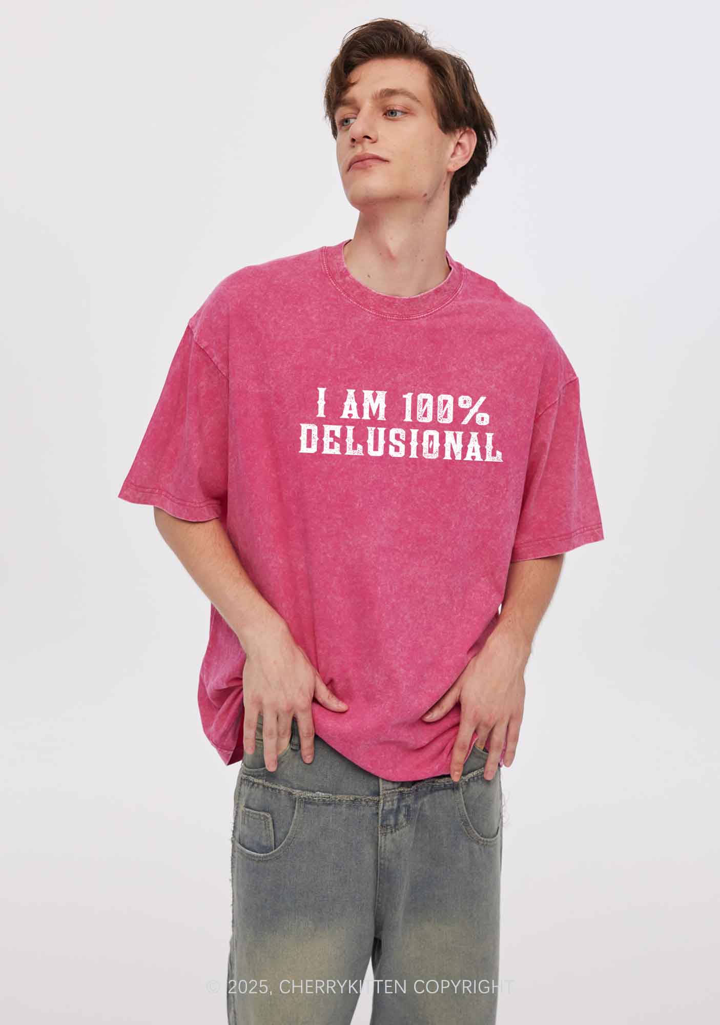 I Am Delusional Y2K Washed Tee Cherrykitten